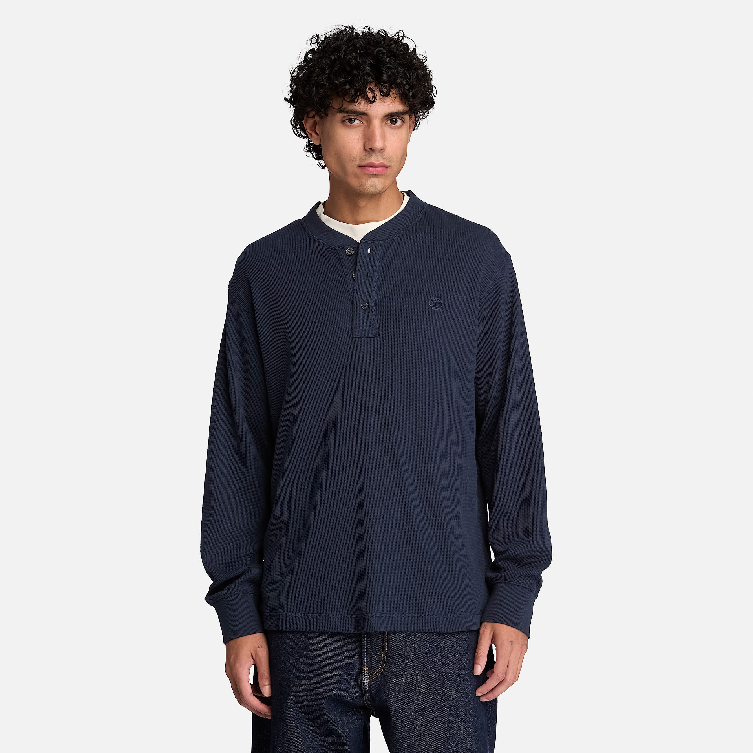 Polo de manga larga Wharf River Waffle para Hombre TBL Zafiro oscuro ALT1