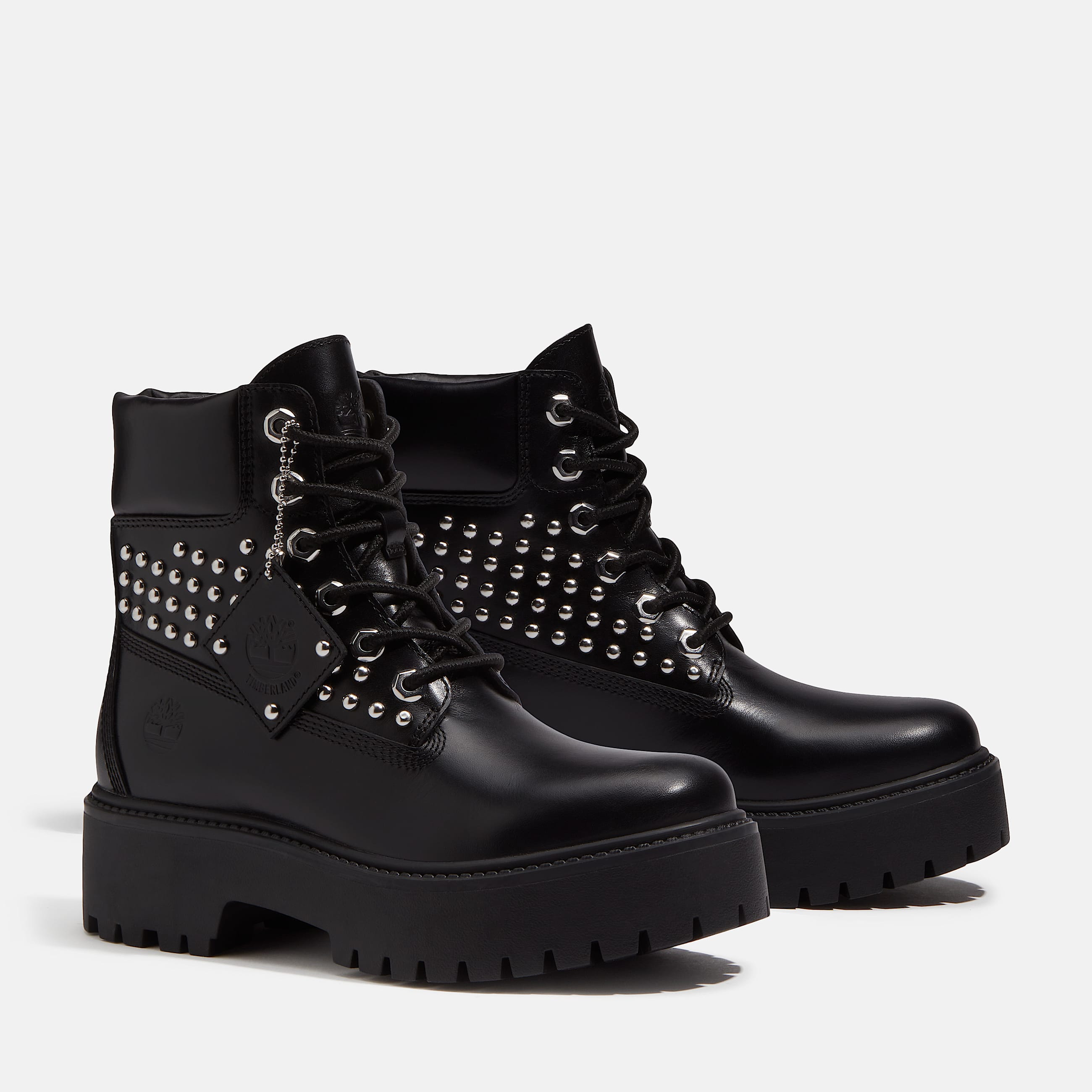 Womens Stone Street Platform 6Inch Boot TBL Black FullGrain With Studs ALT4