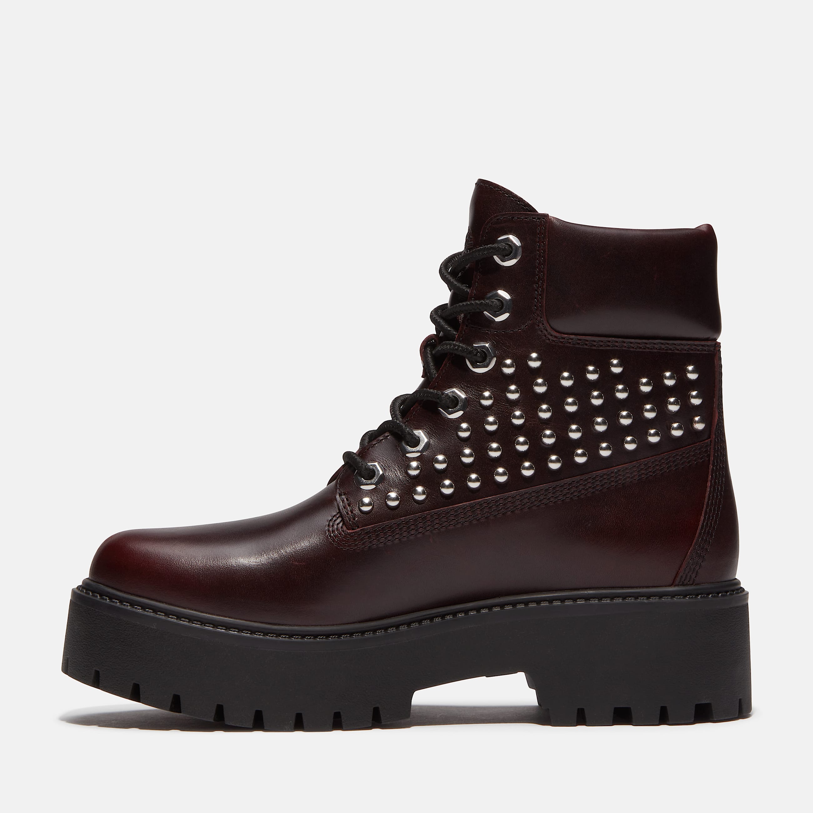 Womens Stone Street Platform 6Inch Boot TBL Burgundy FullGrain With Studs ALT6