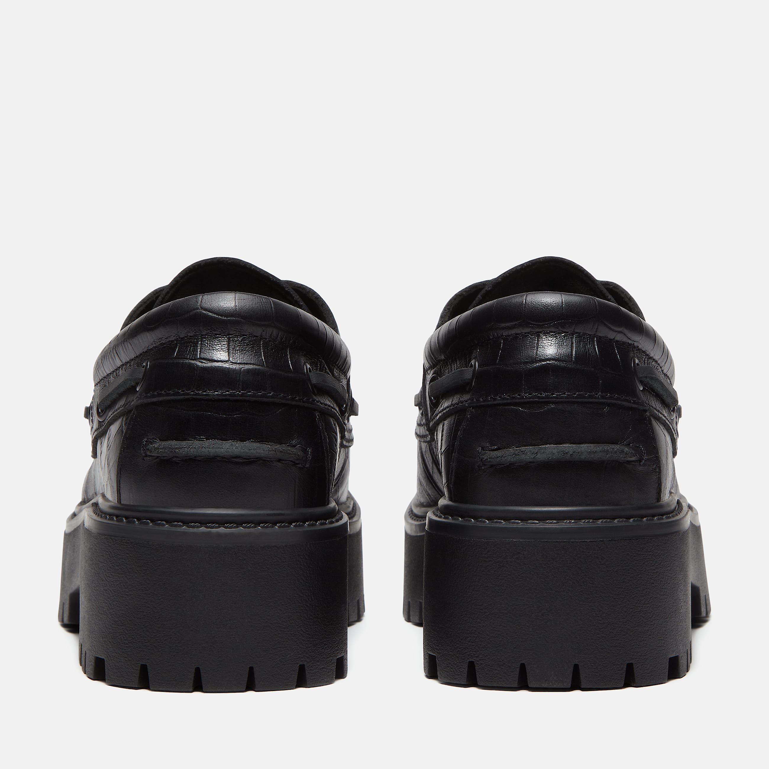 Womens Stone Street Platform Boat Shoe TBL Black FullGrain Croc ALT5