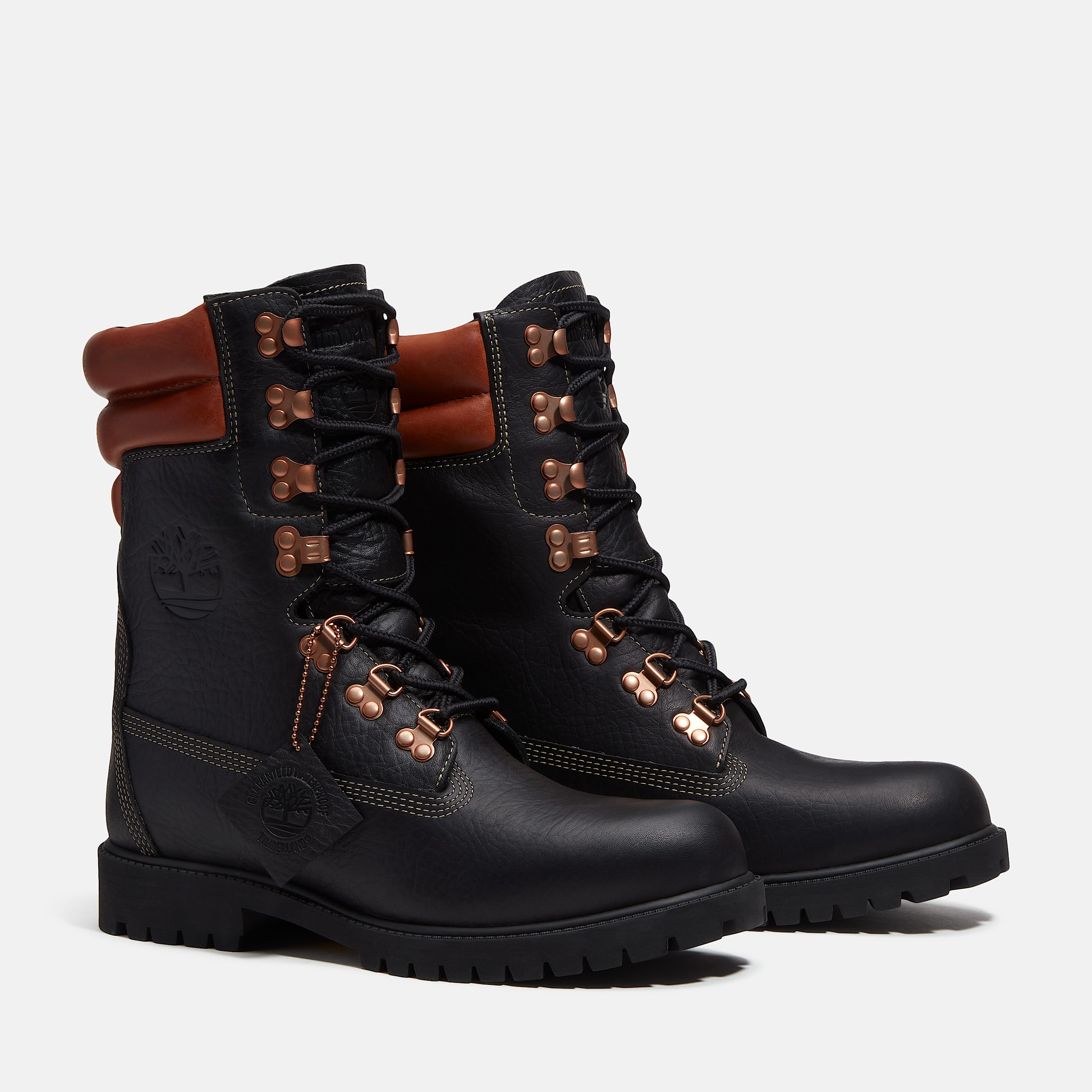Mens Timberland Heritage Waterproof Super Boot TBL Black FullGrainRust ALT4