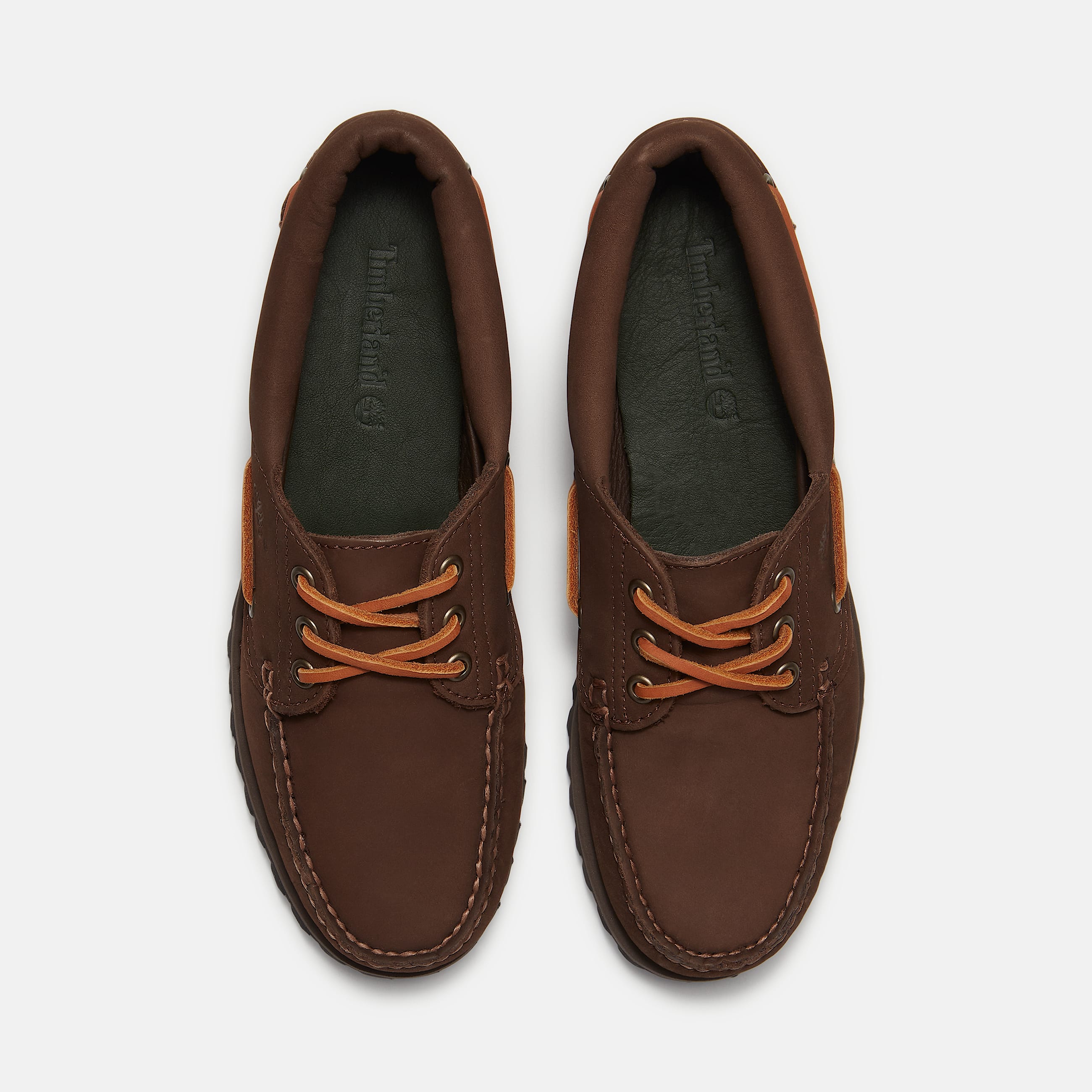 Womens Timberland Authentic 3Eye Boat Shoe TBL Dark Brown Nubuck ALT2