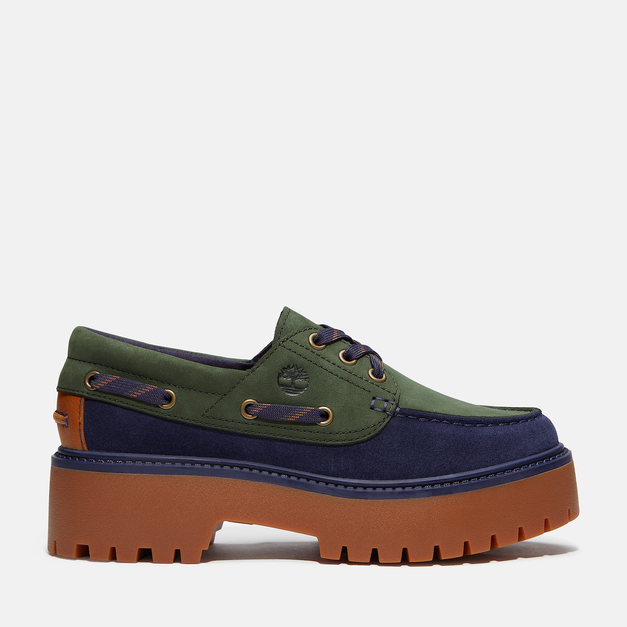 Womens Stone Street Platform Boat Shoe TBL Dark Green NubuckDark Blue HERO