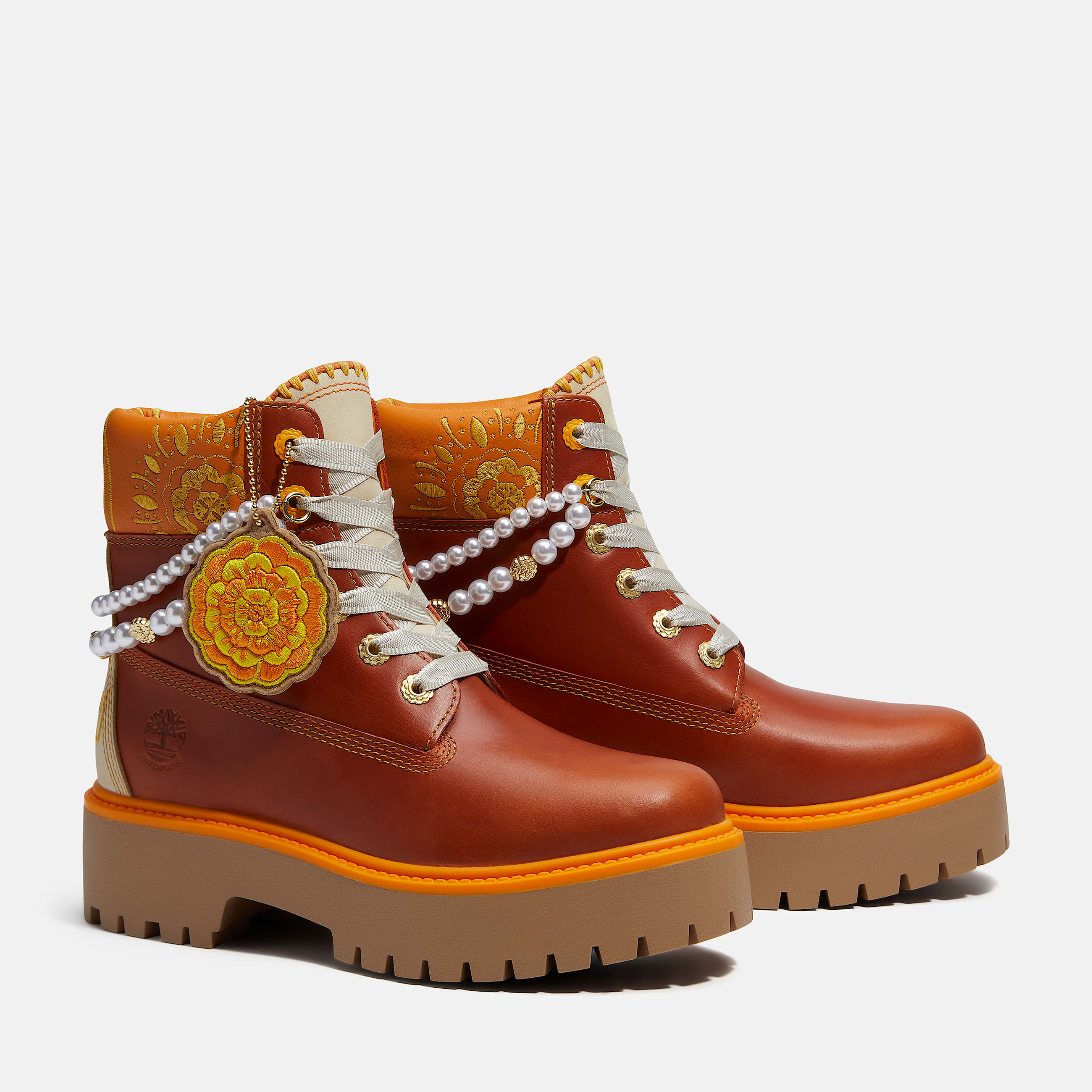 Womens Stone Street Platform Da de Muertos 6Inch Waterproof Boot TBL Rust FullGrainOrange ALT4