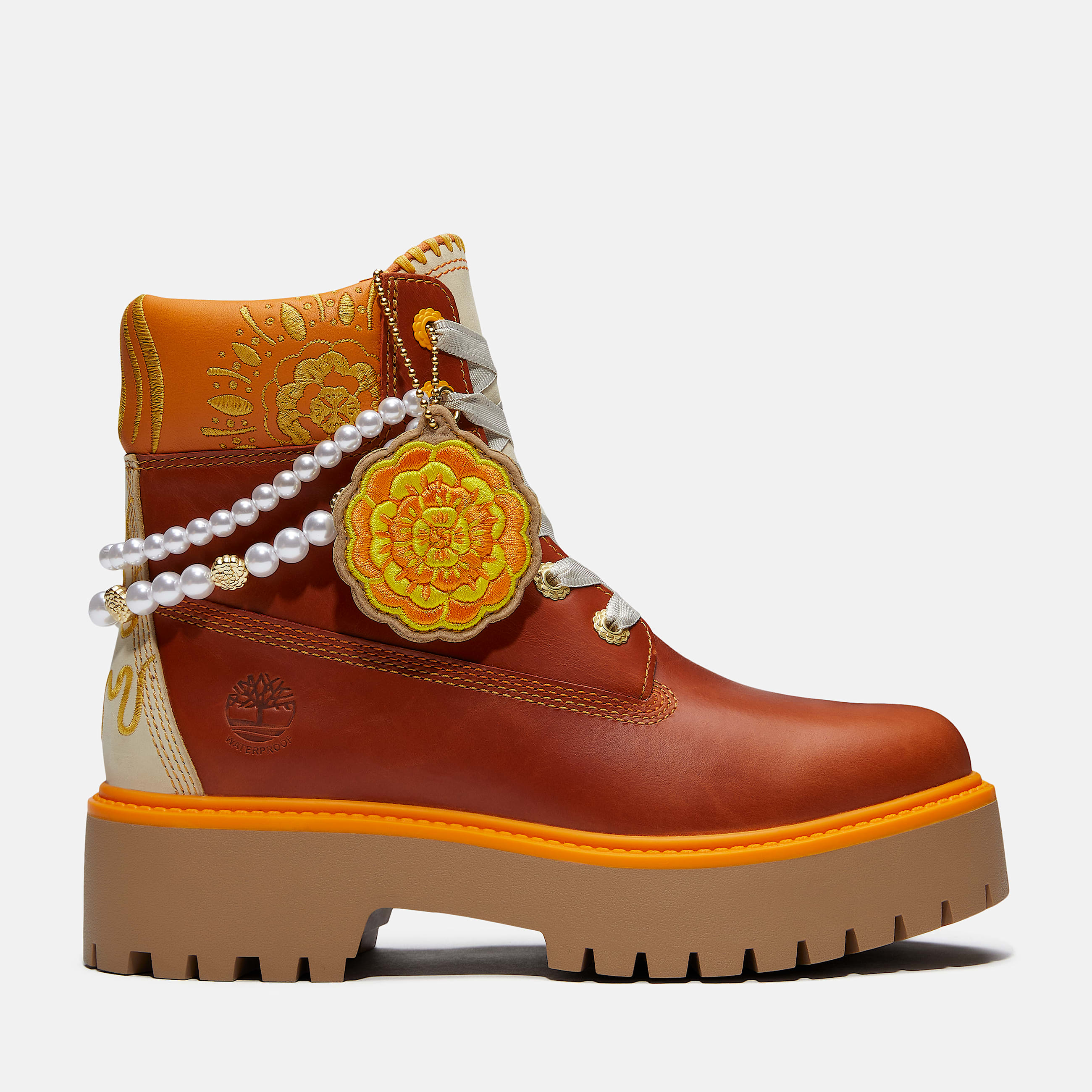 Womens Stone Street Platform Da de Muertos 6Inch Waterproof Boot TBL Rust FullGrainOrange HERO
