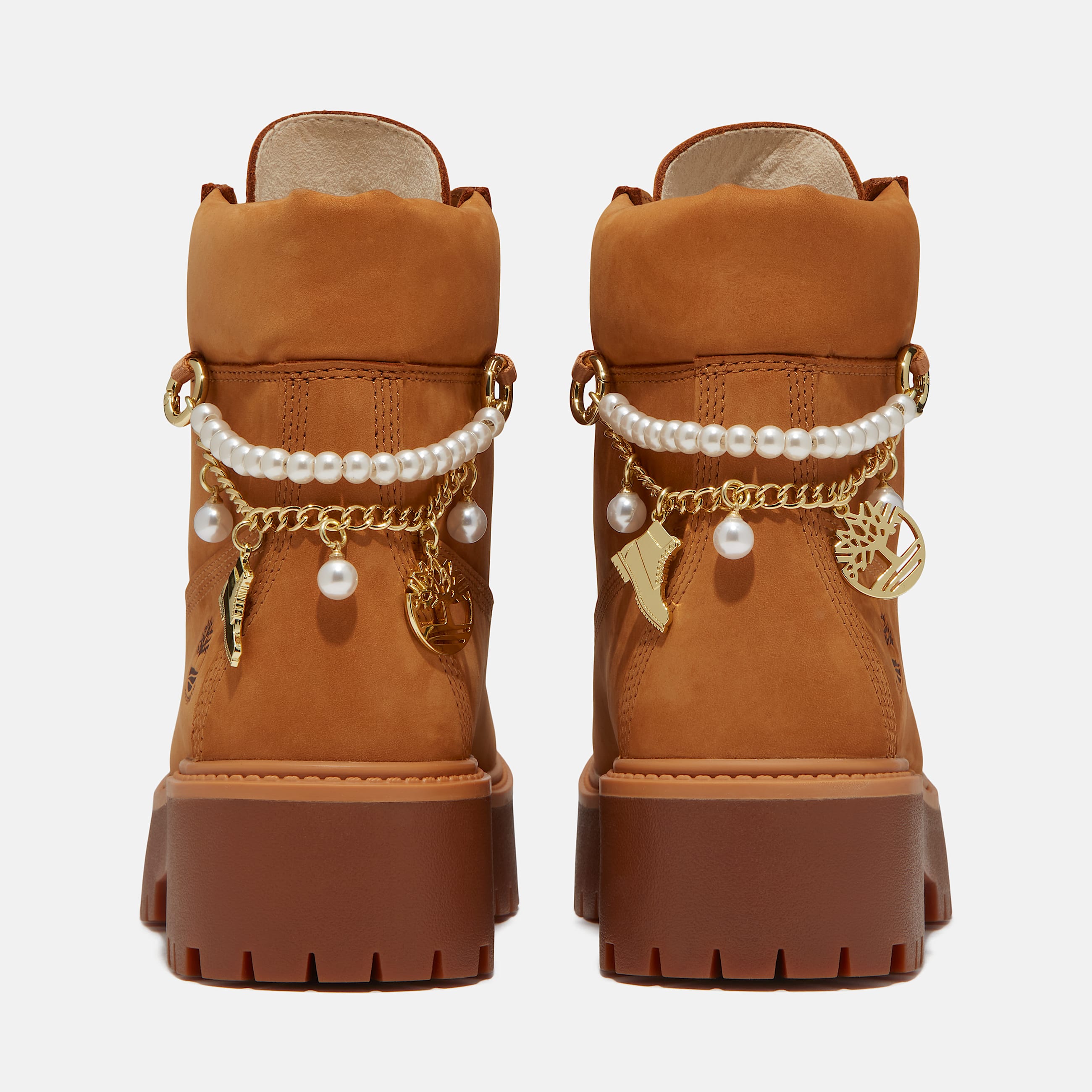 Womens Stone Street Platform 6Inch Waterproof Boot TBL Wheat Nubuck With Charms ALT5