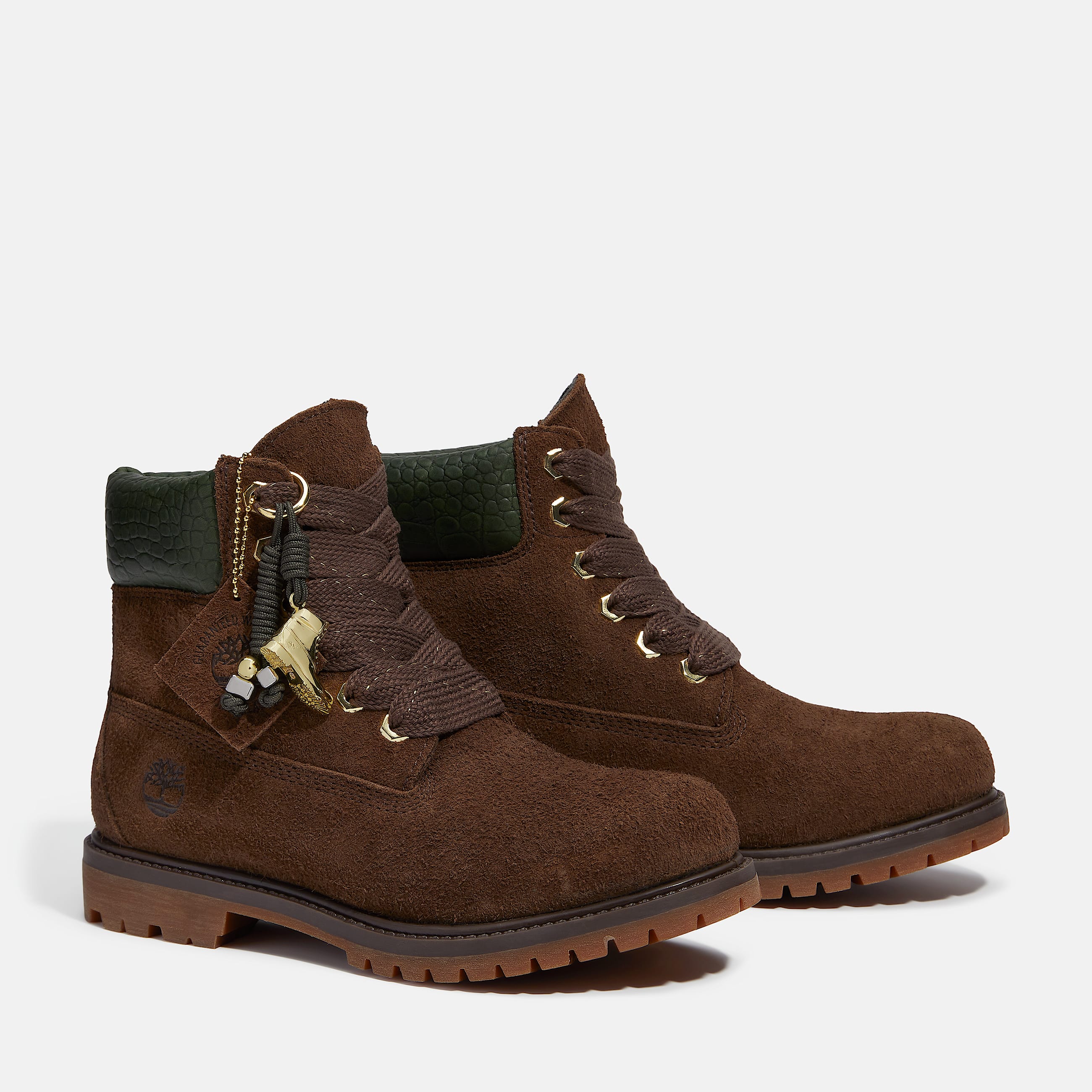Womens Timberland Premium 6Inch Waterproof Boot TBL Dark Brown SuedeDark Green ALT4