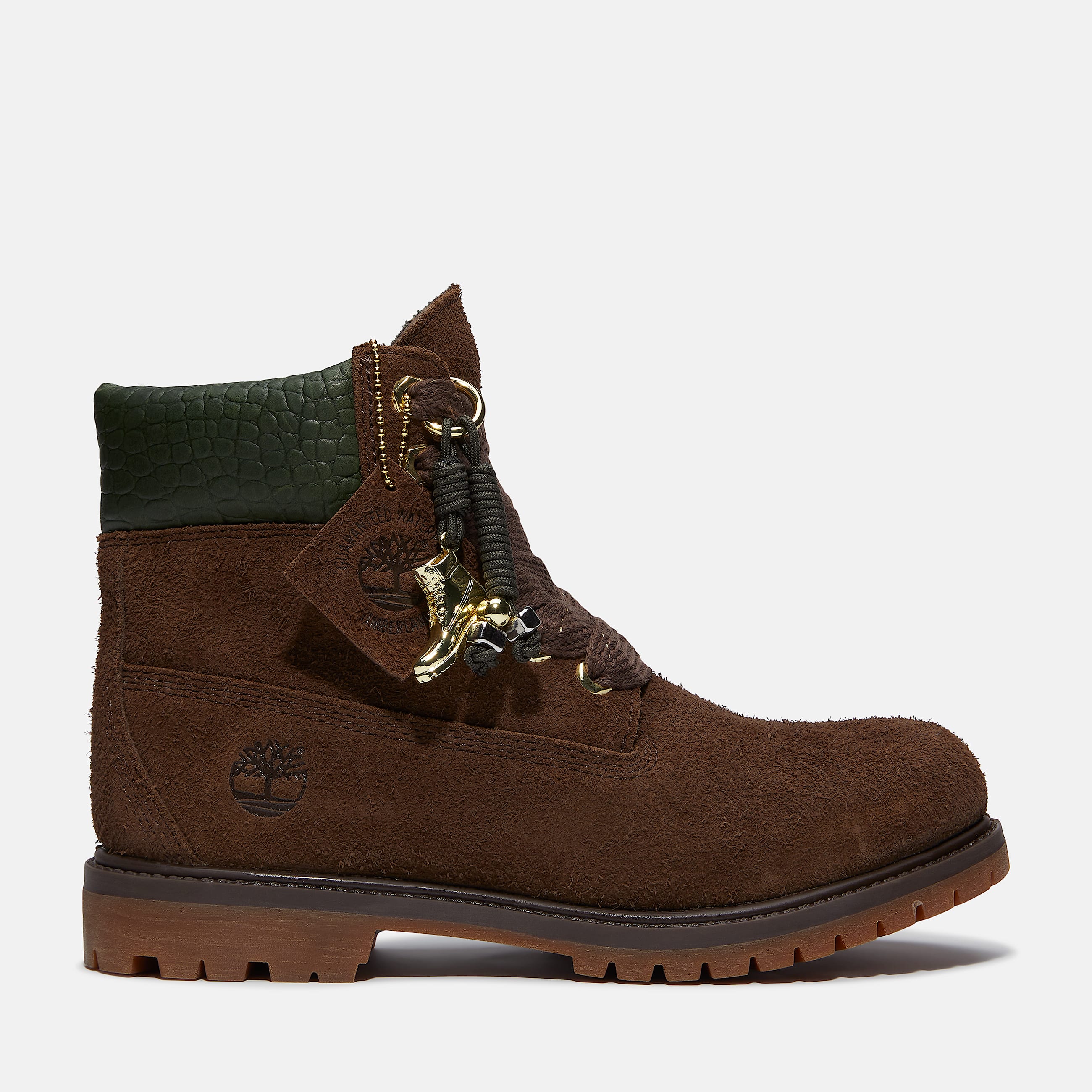 Womens Timberland Premium 6Inch Waterproof Boot TBL Dark Brown SuedeDark Green HERO