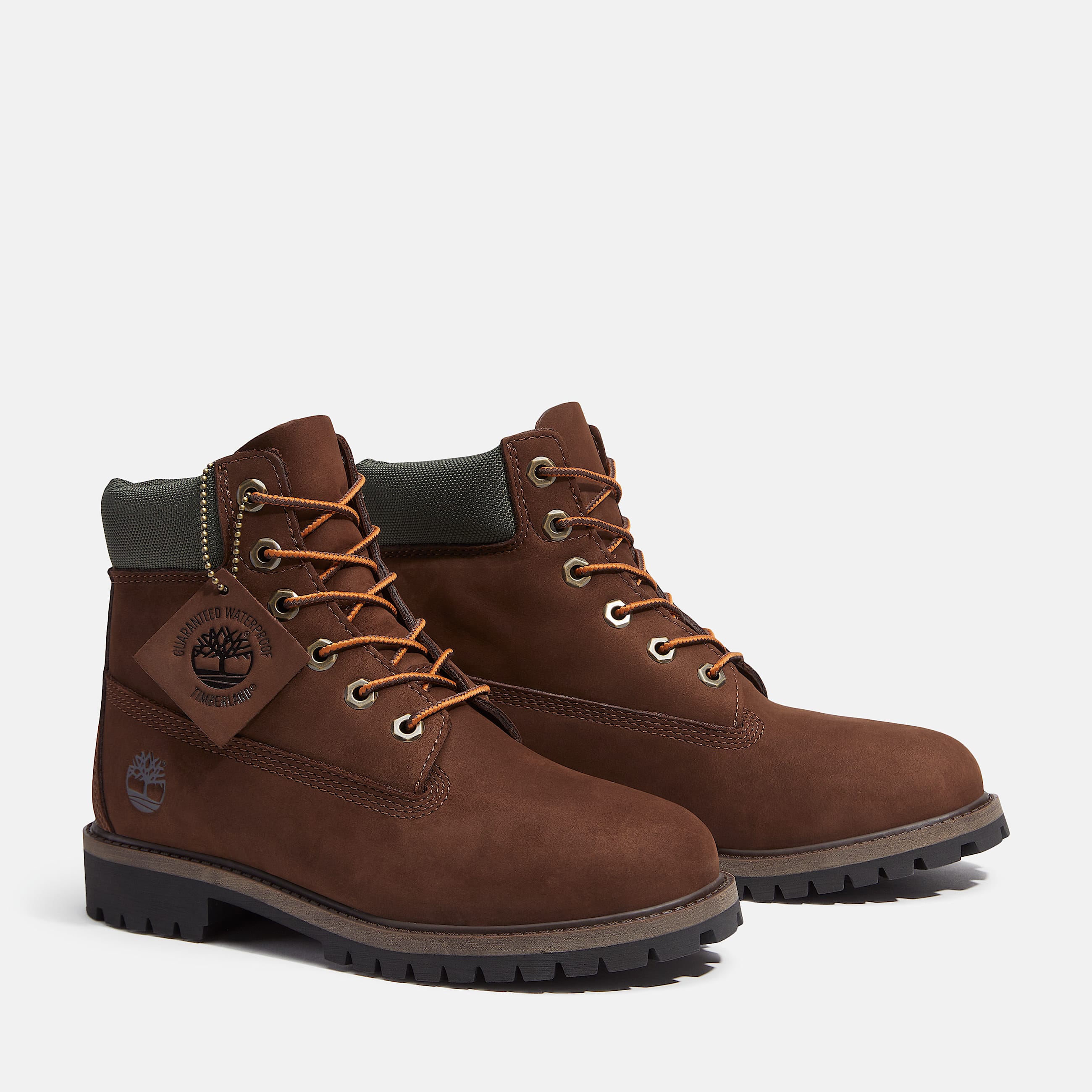 Junior Timberland Premium 6Inch Waterproof Boot TBL Dark Brown NubuckGold ALT4