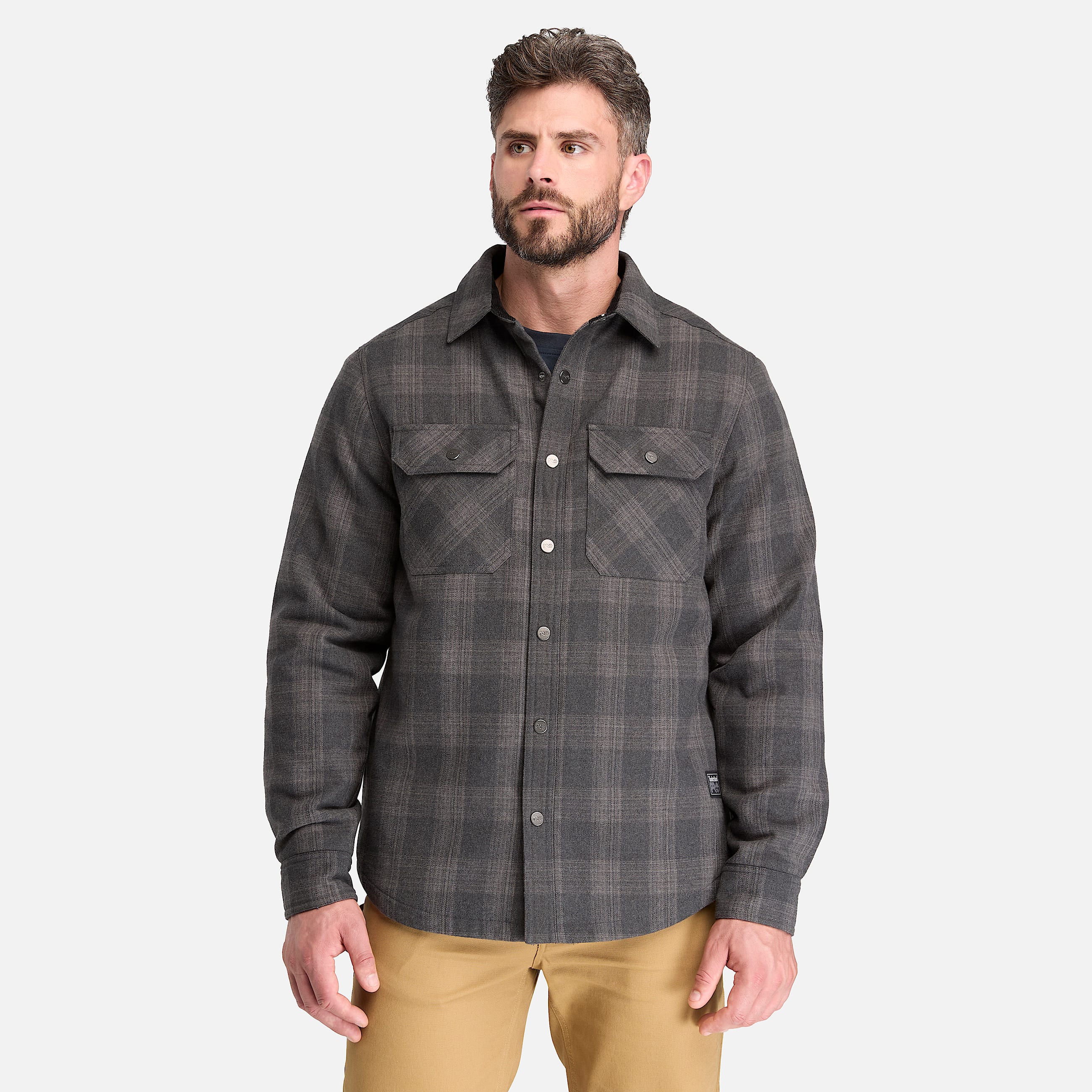Mens Timberland PRO FleeceLined Yukon Flannel Shirt Jacket TBL BlackCharcoal Grey Heather ALT1