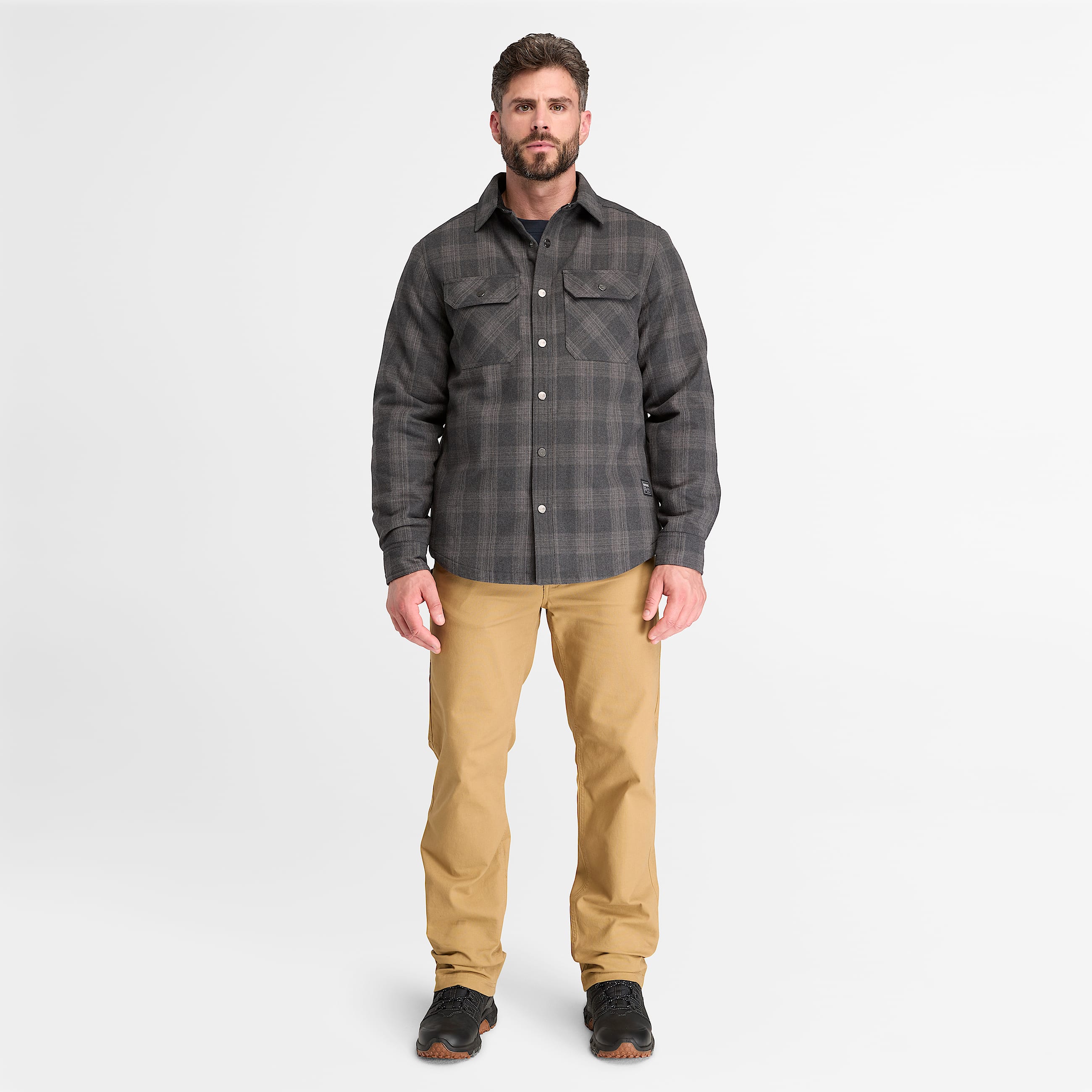 Mens Timberland PRO FleeceLined Yukon Flannel Shirt Jacket TBL BlackCharcoal Grey Heather ALT2