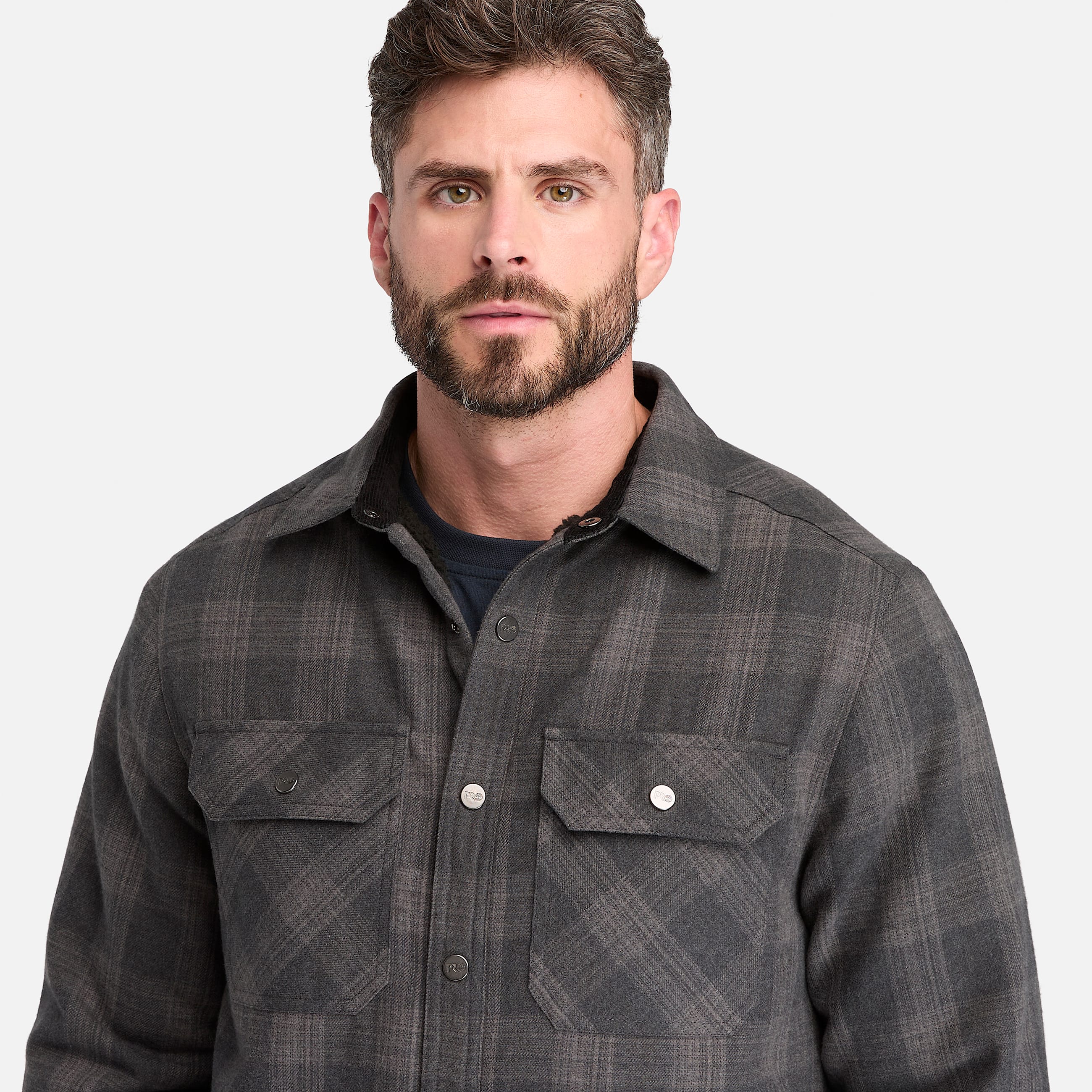 Mens Timberland PRO FleeceLined Yukon Flannel Shirt Jacket TBL BlackCharcoal Grey Heather ALT3