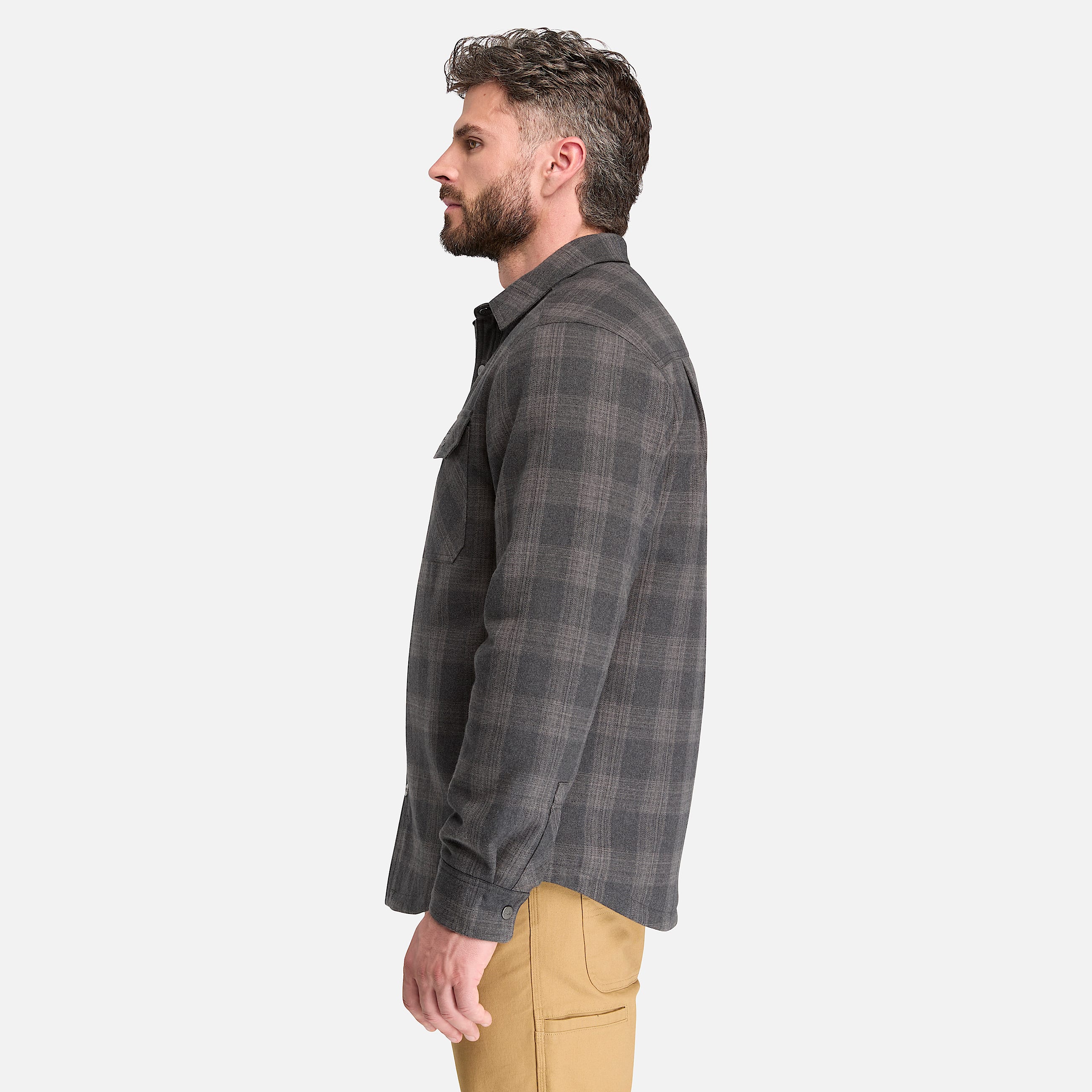 Mens Timberland PRO FleeceLined Yukon Flannel Shirt Jacket TBL BlackCharcoal Grey Heather ALT7