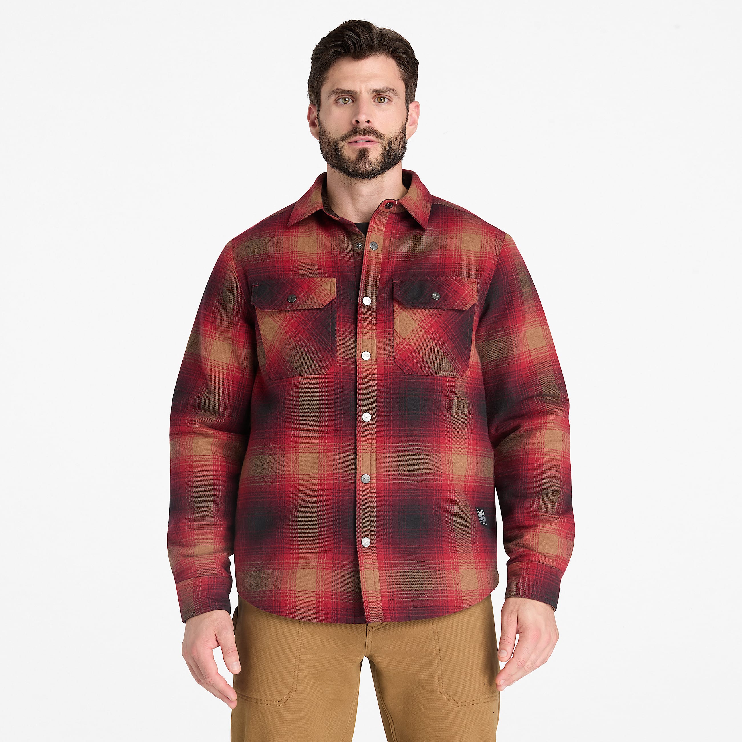 Mens Timberland PRO FleeceLined Yukon Flannel Shirt Jacket TBL Burgundy ALT1
