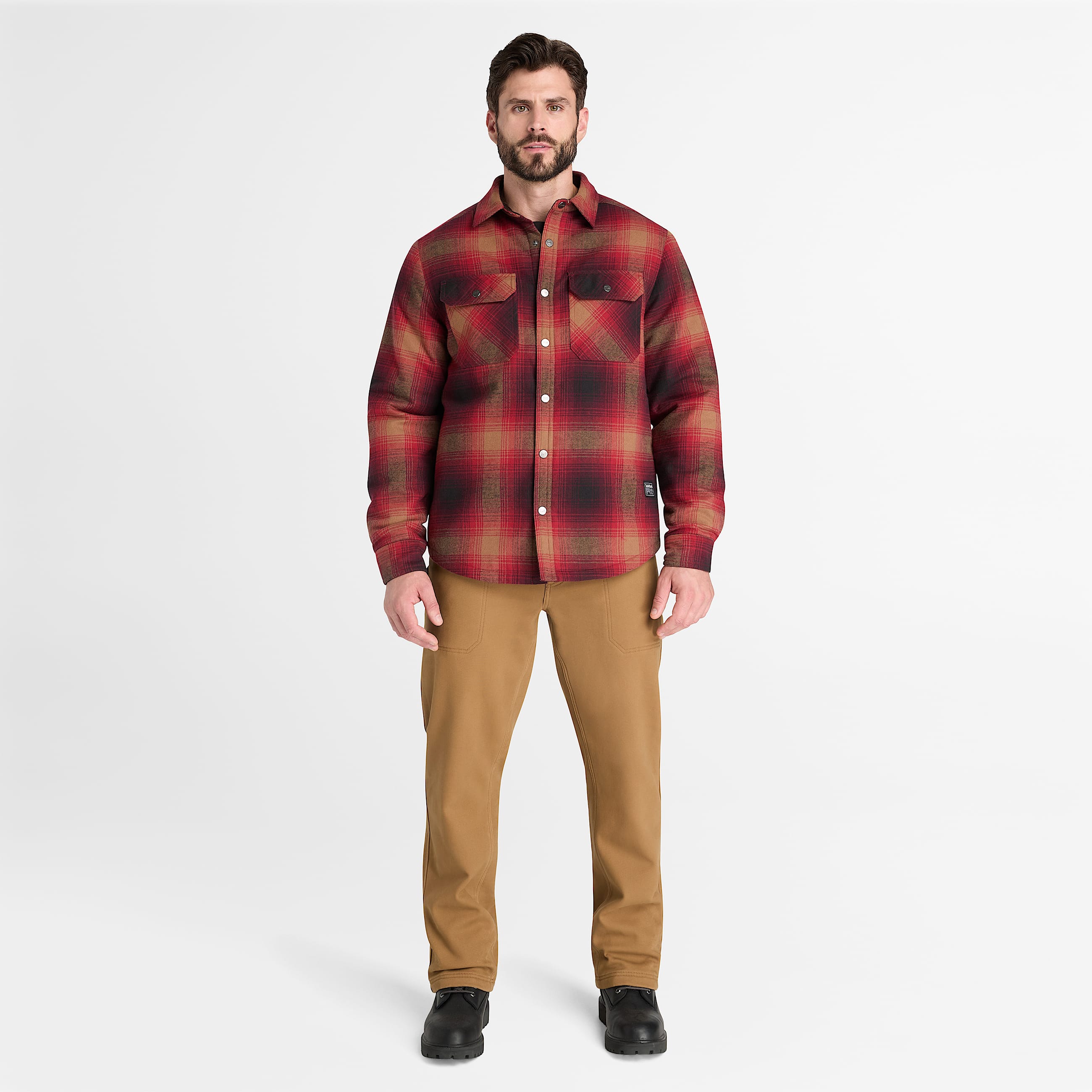 Mens Timberland PRO FleeceLined Yukon Flannel Shirt Jacket TBL Burgundy ALT2