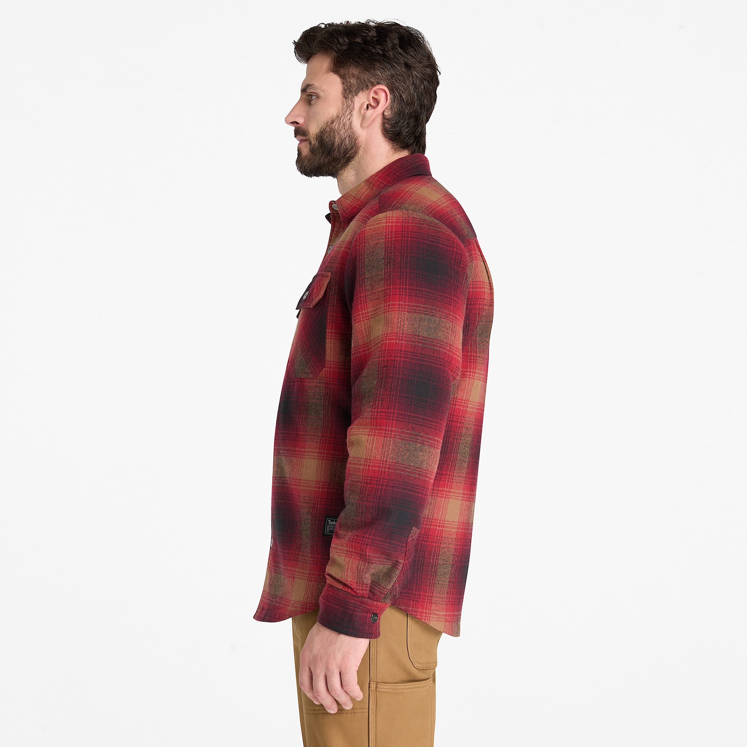 Mens Timberland PRO FleeceLined Yukon Flannel Shirt Jacket TBL Burgundy ALT7