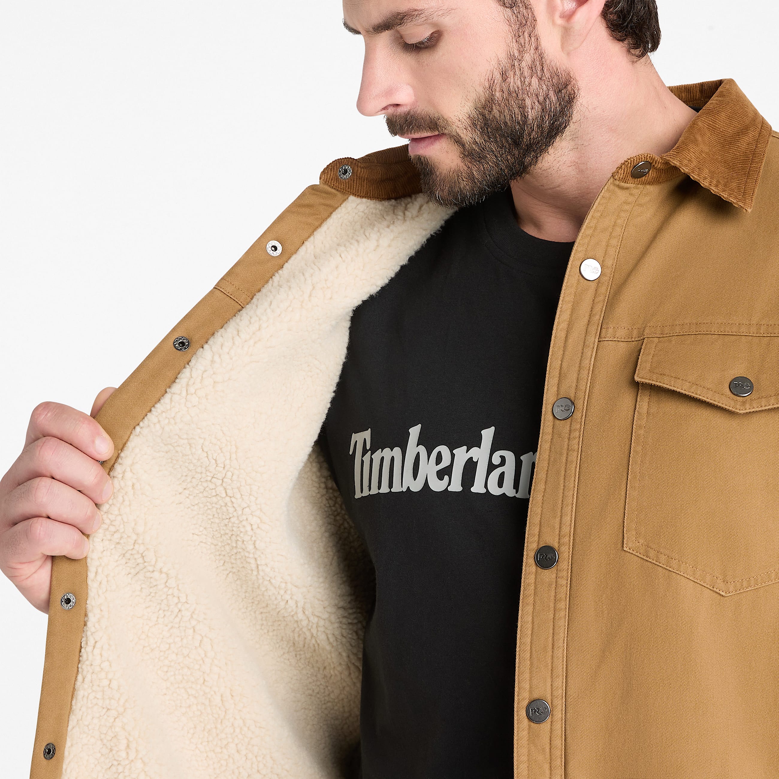 Mens Timberland PRO FleeceLined Shirt Jacket TBL Dark Wheat ALT4