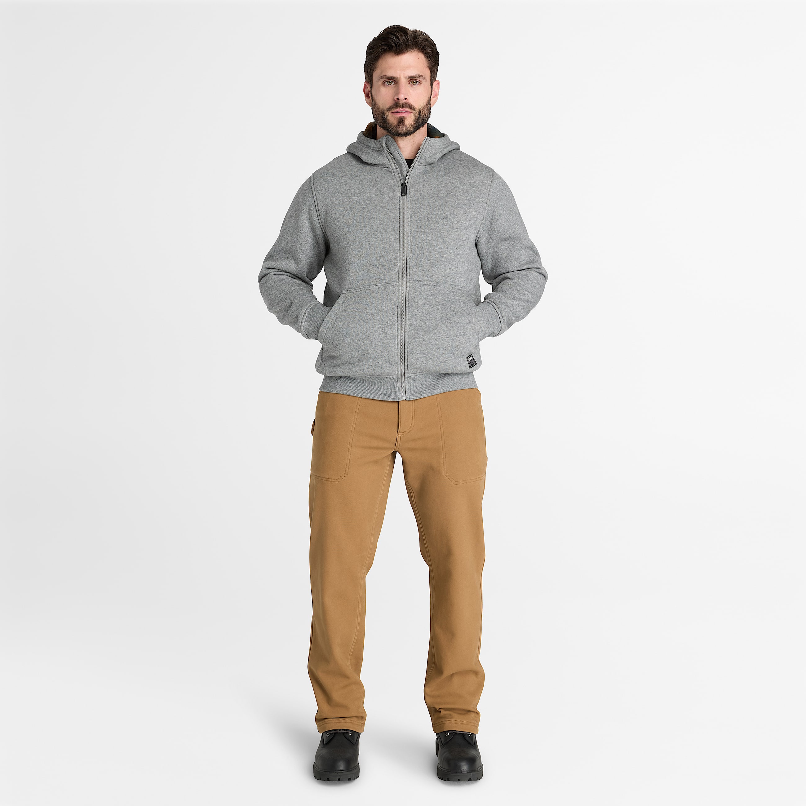 Mens Timberland PRO FleeceLined Hoodie TBL Dark Charcoal Heather ALT2