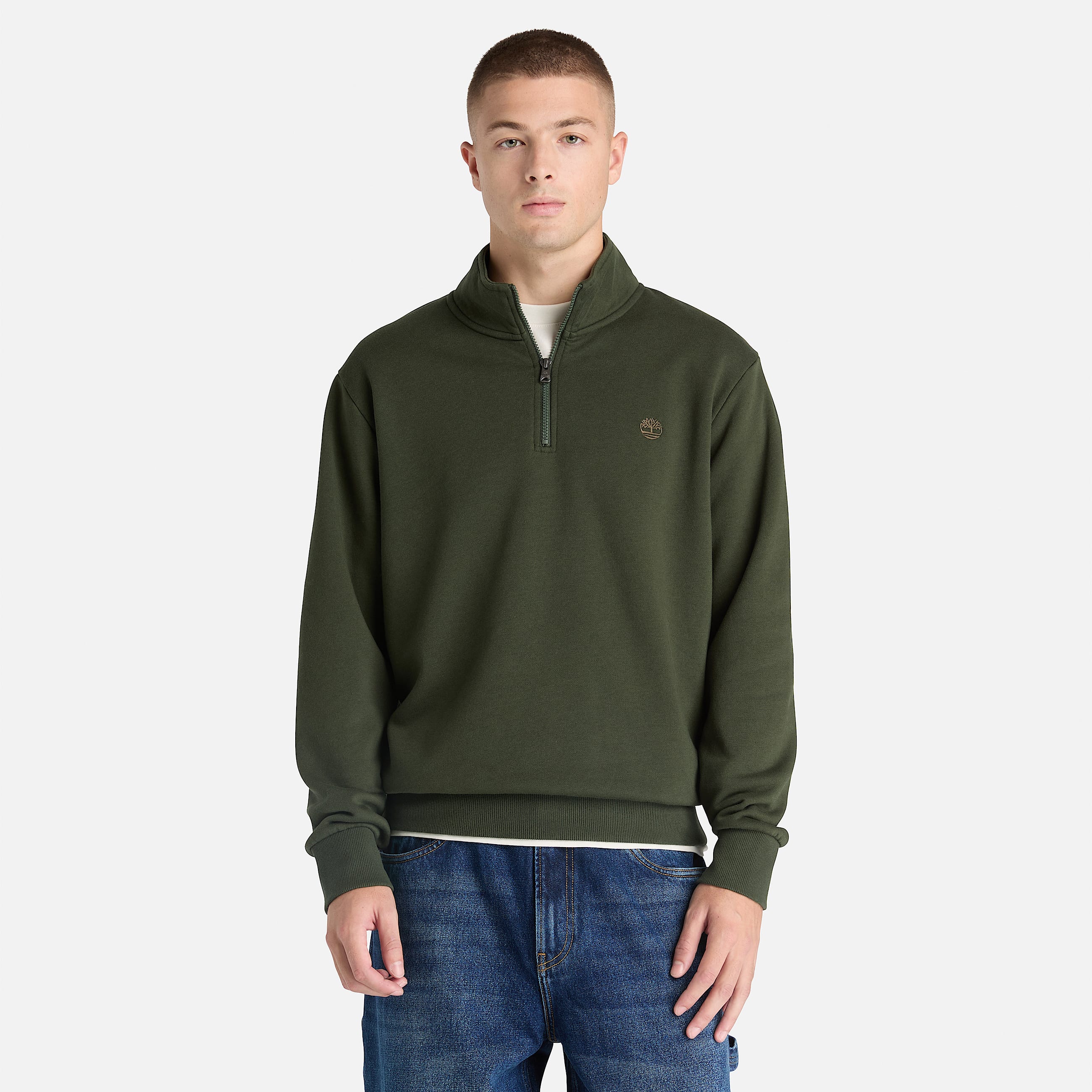 Sudadera con cierre de un cuarto Oyster River para Hombre TBL Verde oscuro ALT1