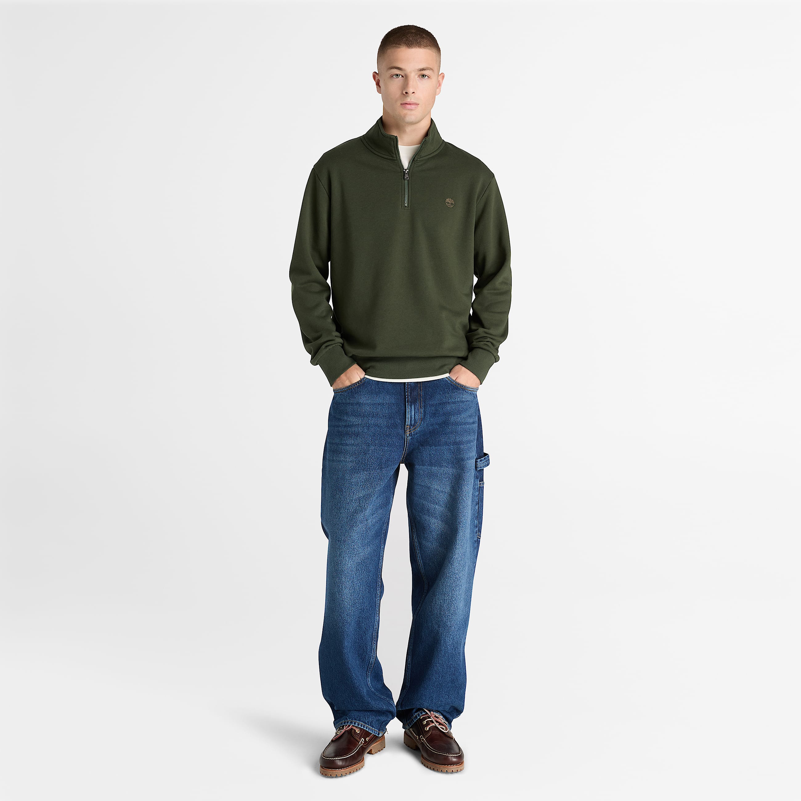 Sudadera con cierre de un cuarto Oyster River para Hombre TBL Verde oscuro ALT2