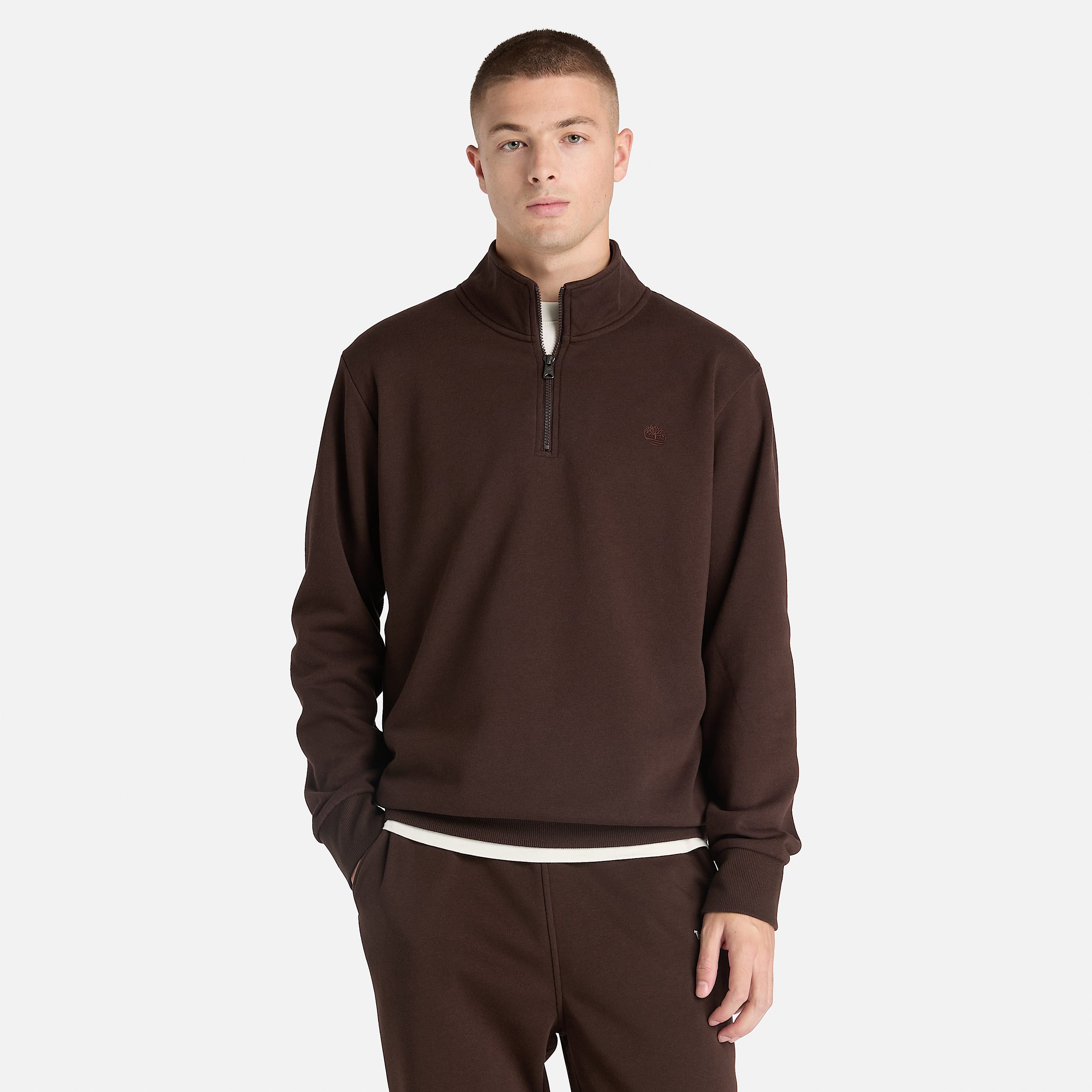 Sudadera con cierre de un cuarto Oyster River para Hombre TBL Marrn oscuro ALT1