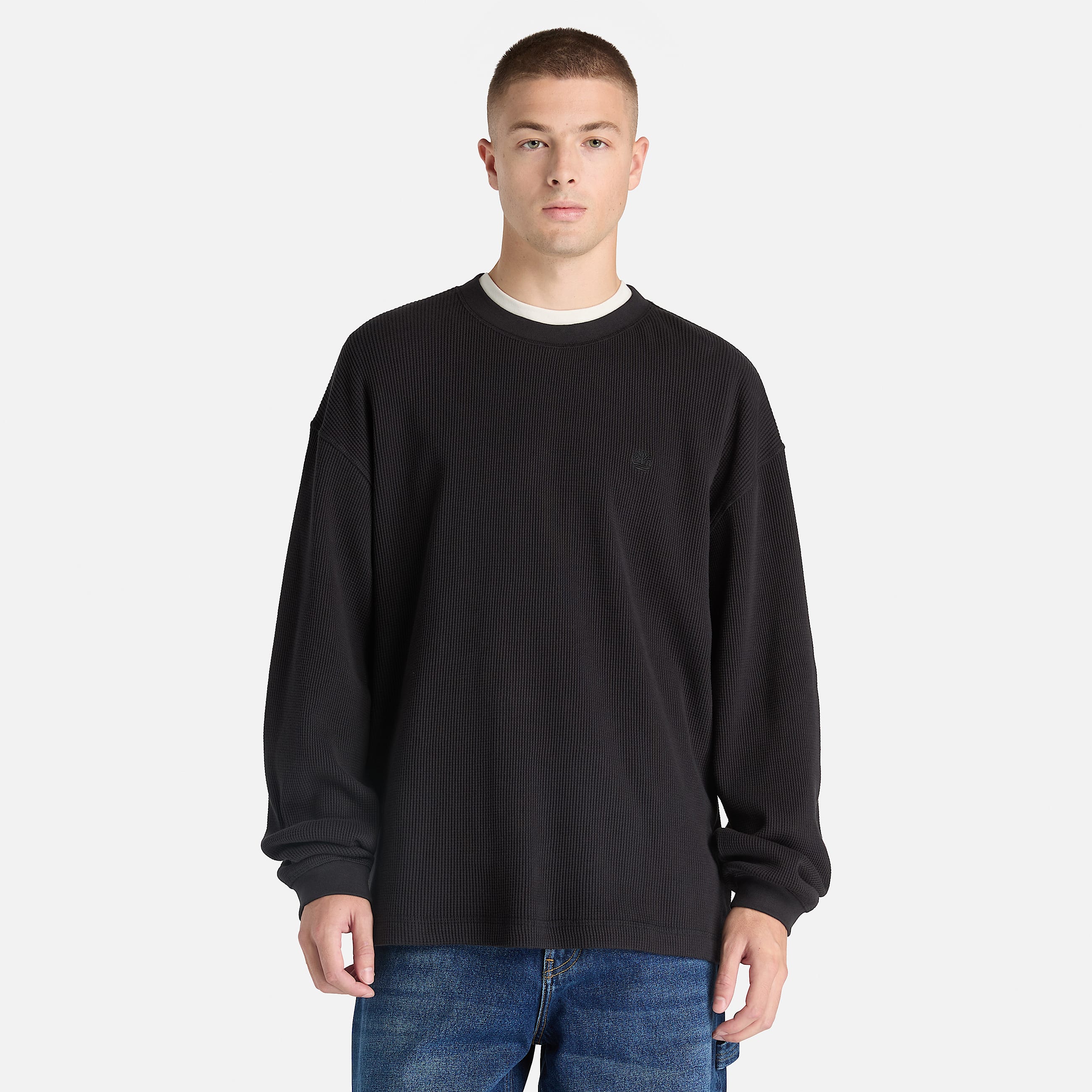 Mens Heavyweight LongSleeve Waffle TShirt TBL Black ALT1