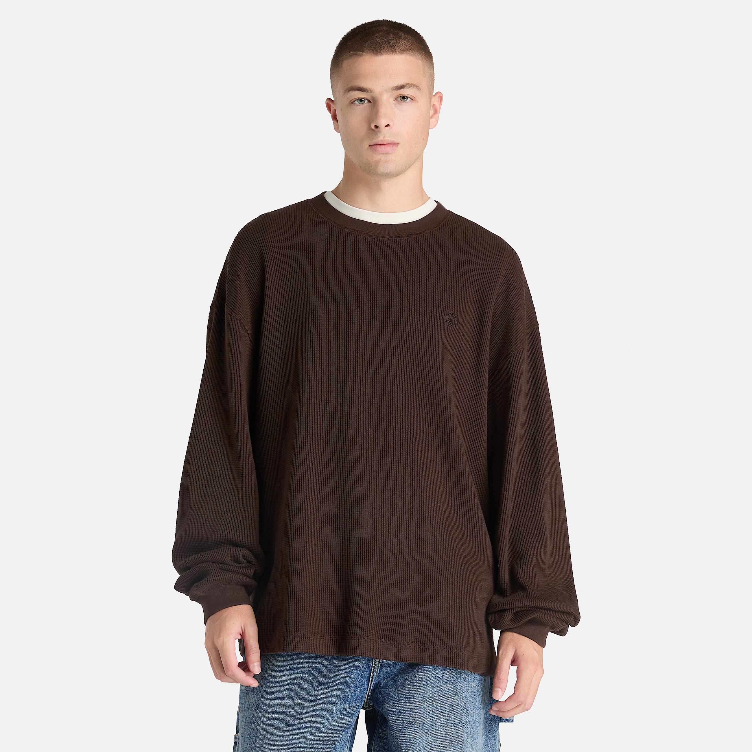 Mens Heavyweight LongSleeve Waffle TShirt TBL Dark Brown ALT1