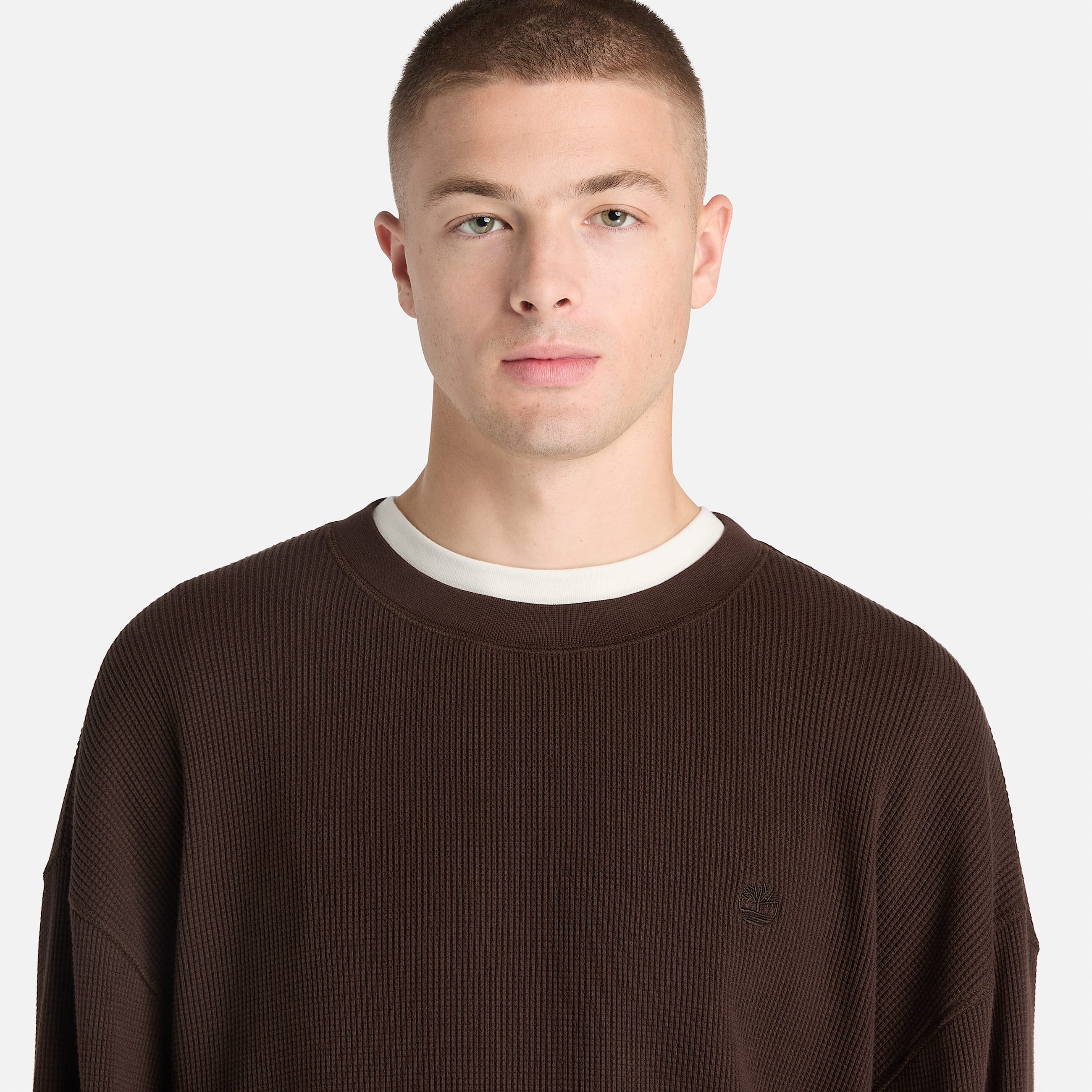 Mens Heavyweight LongSleeve Waffle TShirt TBL Dark Brown ALT3