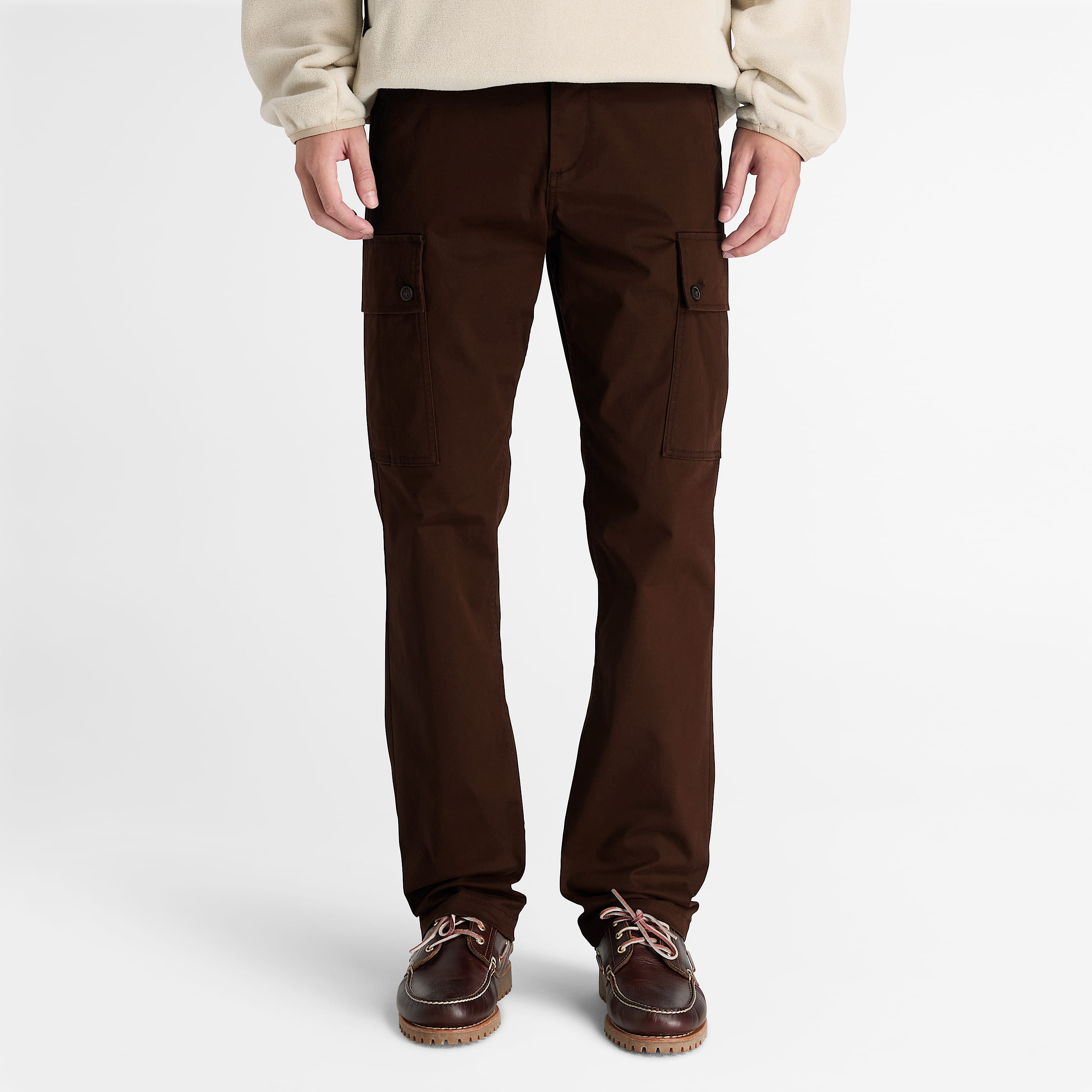 Pantalon cargo en serg pour hommes TBL Brun fonc ALT1