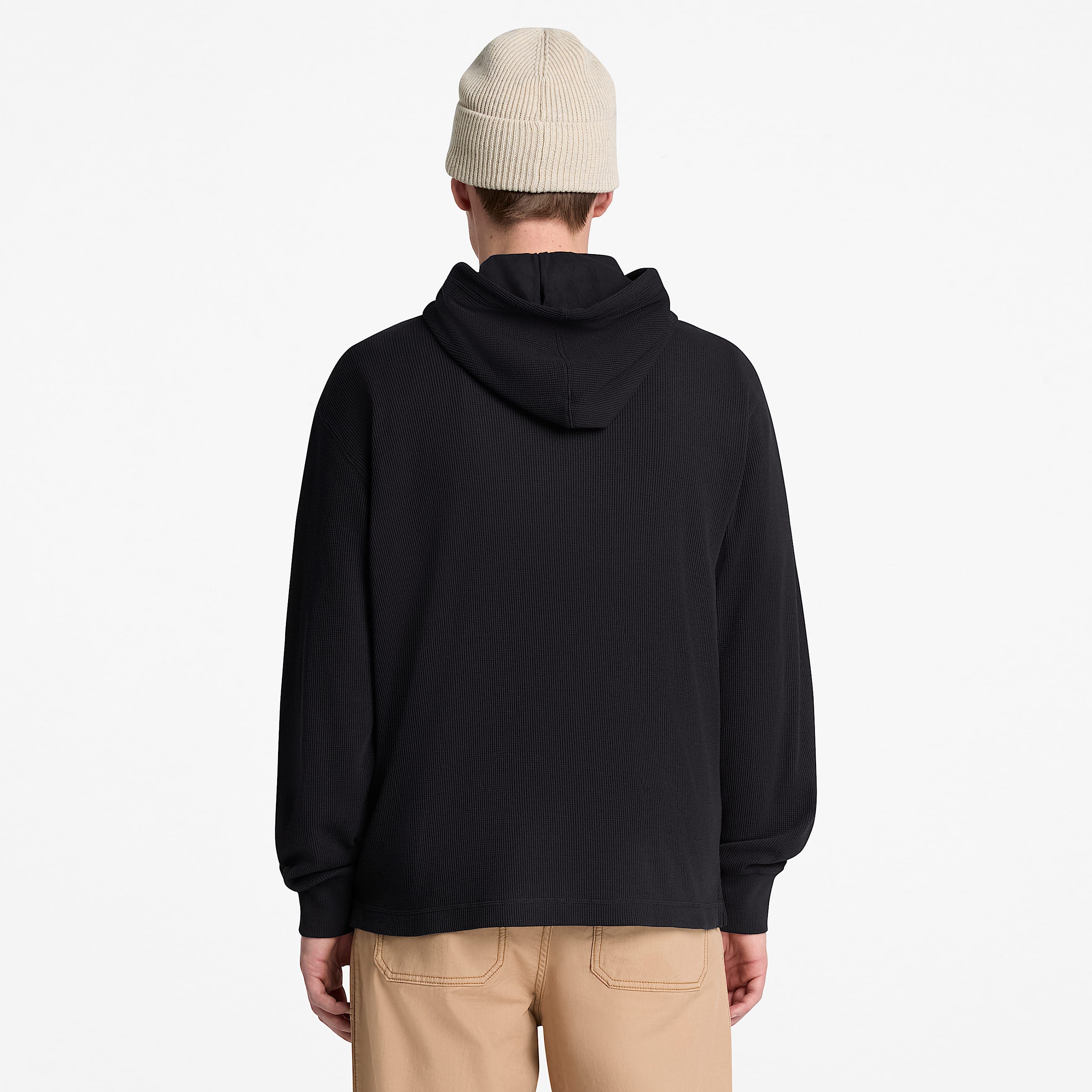 Mens Wharf River Waffle Hoodie TBL Black ALT8