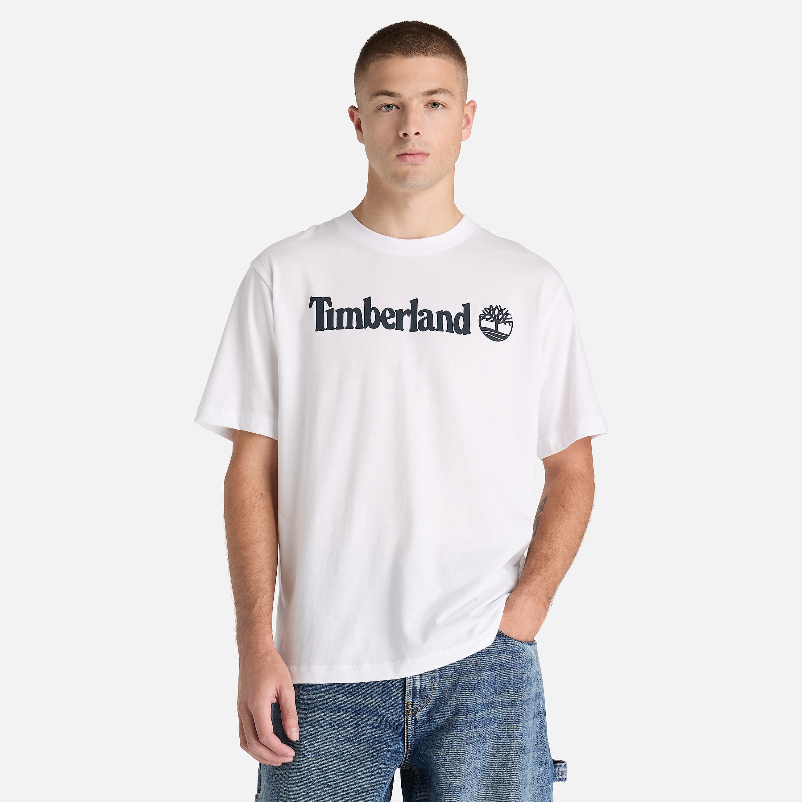 Mens Northwood Linear Logo ShortSleeve TShirt TBL White ALT1