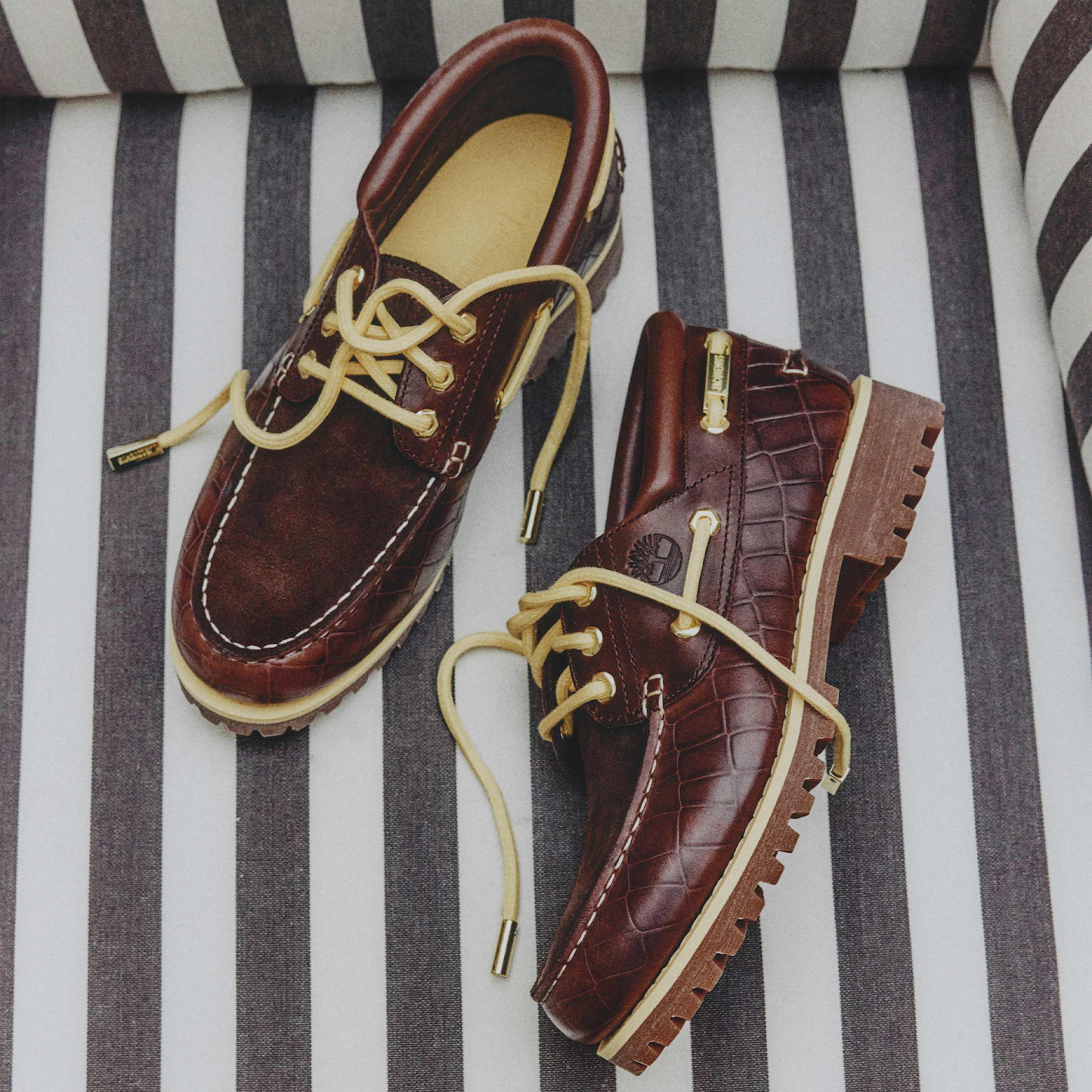 Timberland x Jacquemus Authentic Boat Shoe TBL Dark Brown Croc Embossed ALTA