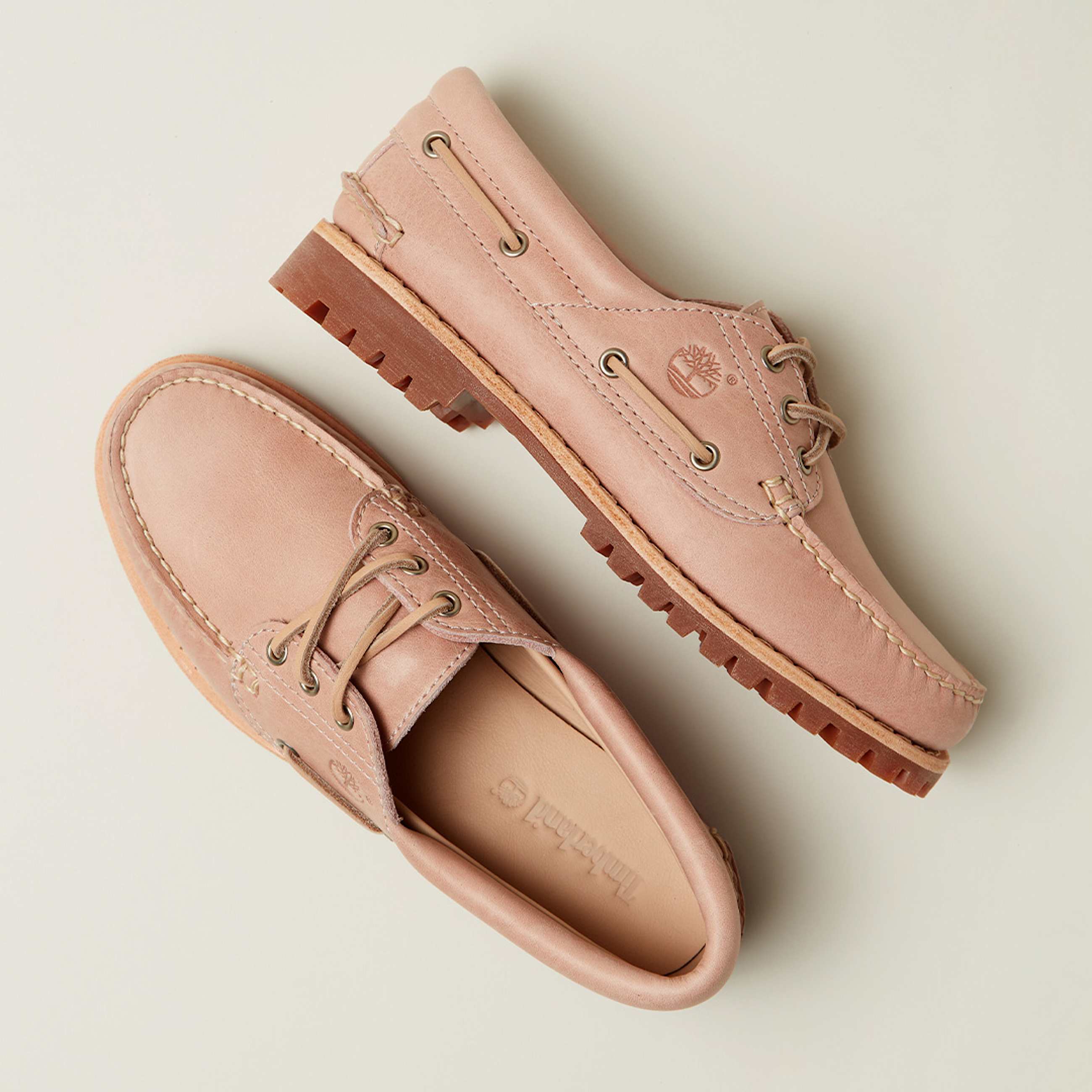 Zapatos nuticos Timberland Authentic de 3 ojales para Mujer TBL Rosa claro grano completo ALTA