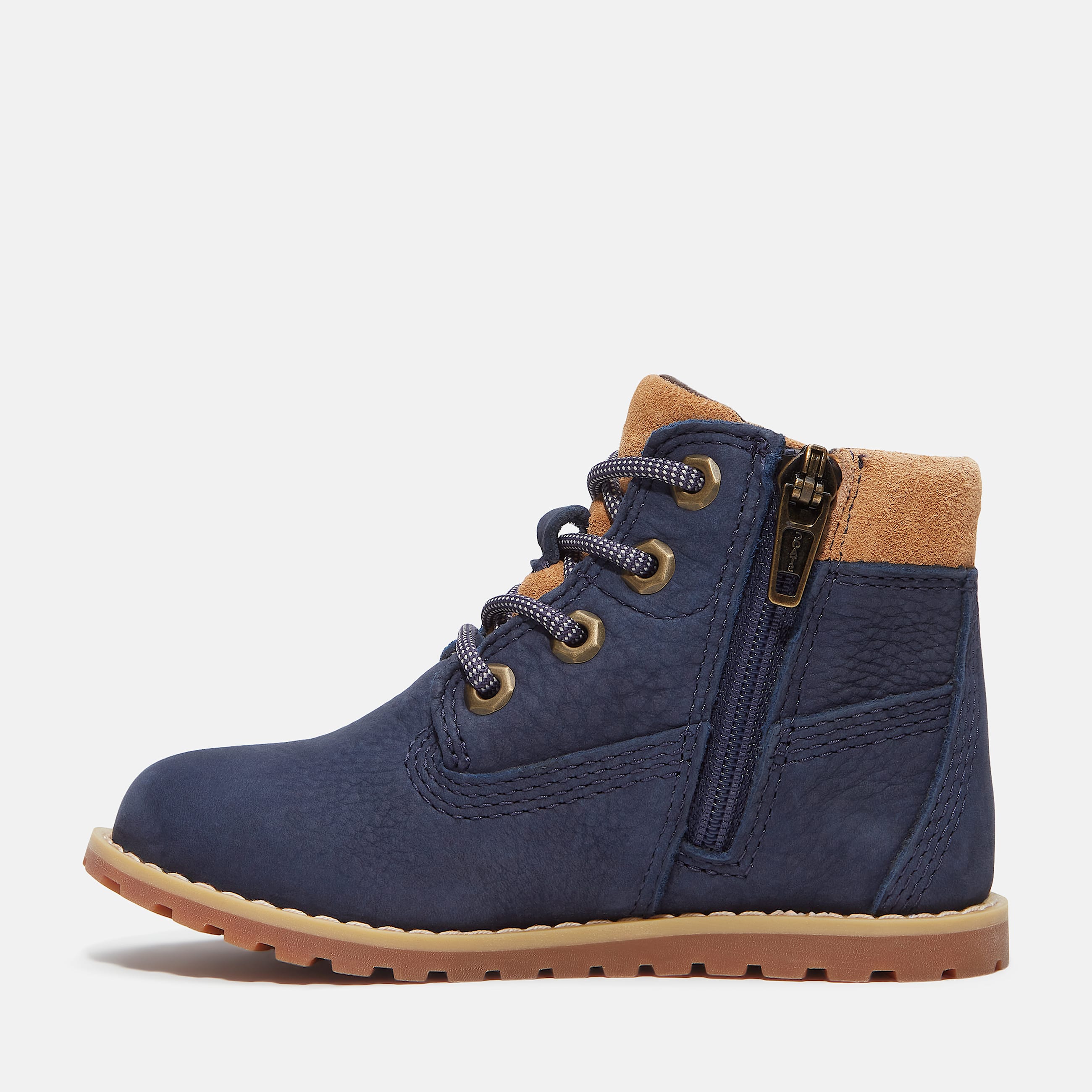 Toddler Pokey Pine SideZip Boot TBL Dark Blue NubuckMedium Brown ALT6
