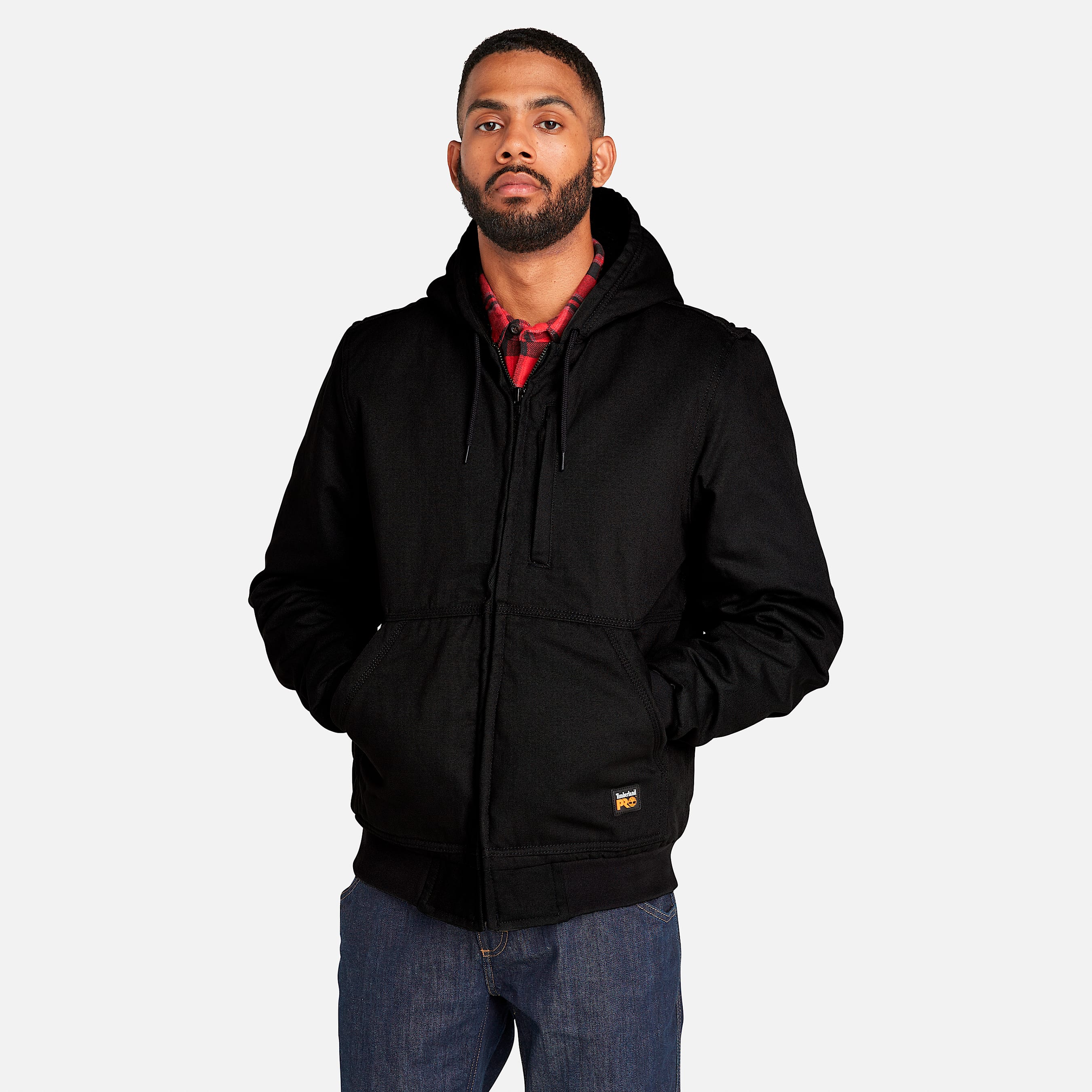Timberland Pro Men s Gritman Lined Hooded Canvas Jacket Jet Black 015 2XL REG
