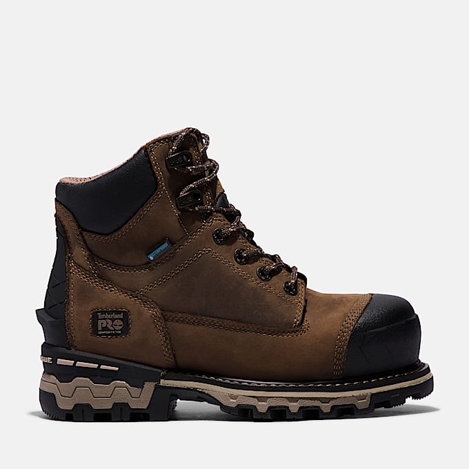 Womens Timberland PRO Boondock 6 Waterproof CompToe Work Boot TBL Turkish Coffee Brown HERO