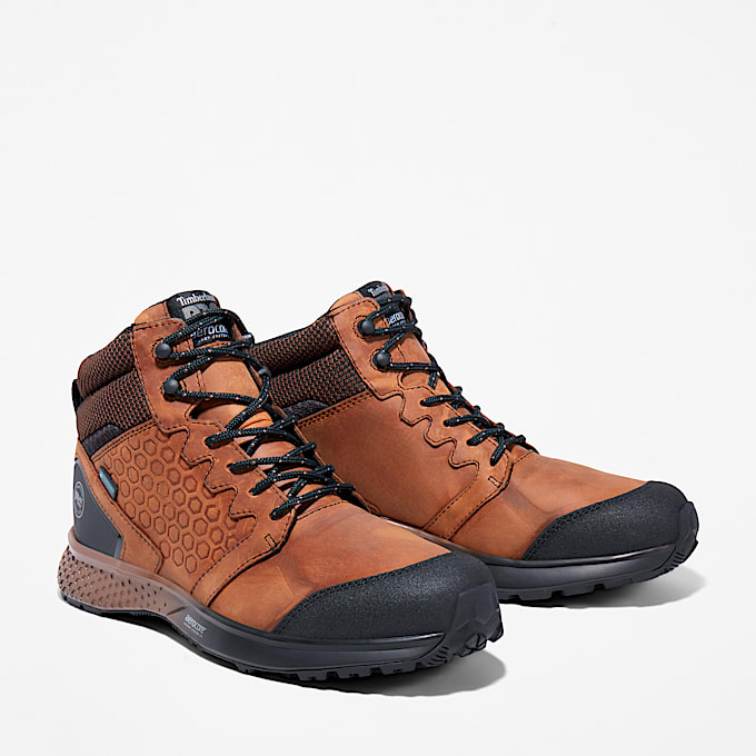 Mens Reaxion Waterproof Work Sneaker TBL Brown ALT4