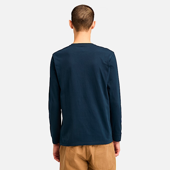 Mens Oyster River Chest Logo LongSleeve TShirt TBL Dark SapphireDark Denim ALT9