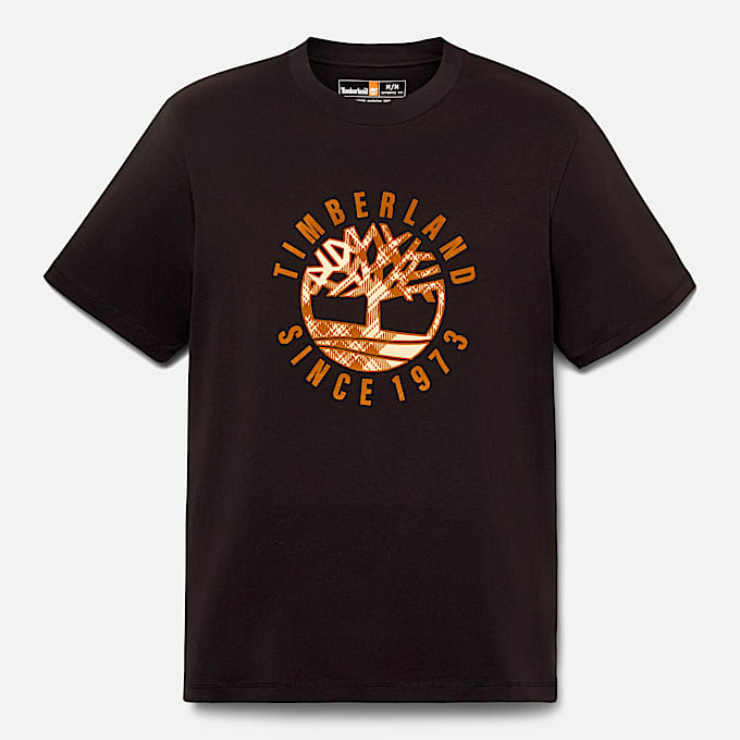 Mens Timberland Heritage Plaid Logo TShirt TBL Black ALT10