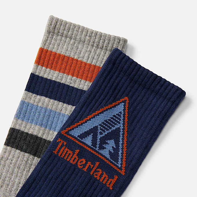 2Pack Quad Stripe Crew Sock TBL Dark Navy ALT1