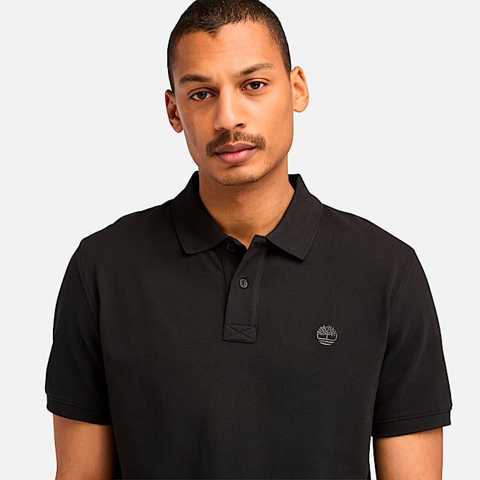 Mens Millers River ShortSleeve Pique Polo Shirt TBL Black ALT2