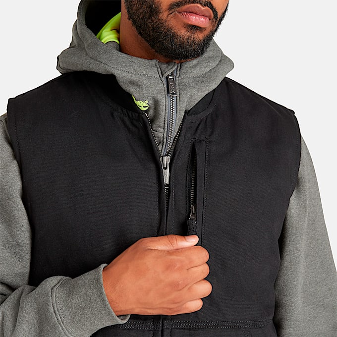 Mens Timberland PRO Gritman FleeceLined Canvas Vest TBL Jet Black ALT4