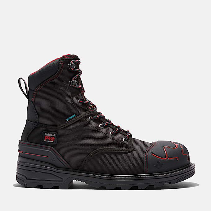 Botte de travail impermable Timberland PRO Magnitude 8 po embout en composite pour hommes TBL NoirNoirrouge HERO