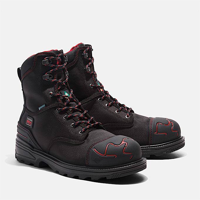 Botte de travail impermable Timberland PRO Magnitude 8 po embout en composite pour hommes TBL NoirNoirrouge ALT4