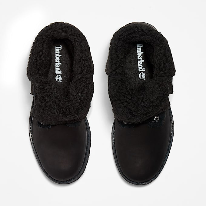 Womens Timberland WarmLined Waterproof RollTop Boot TBL Black Nubuck ALT2