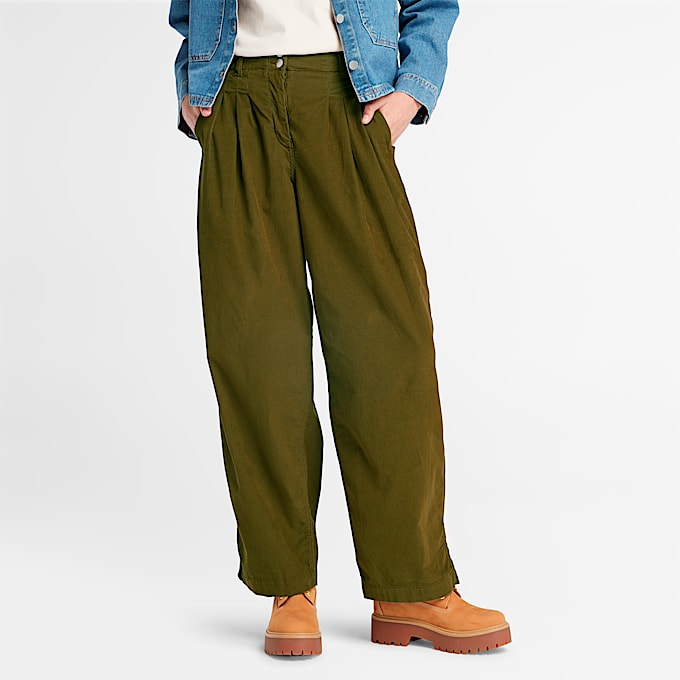 Pantaln ancho para mujer de pana Needle TBL Verde HERO