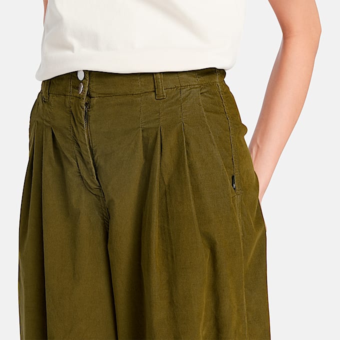 Pantaln ancho para mujer de pana Needle TBL Verde ALT2