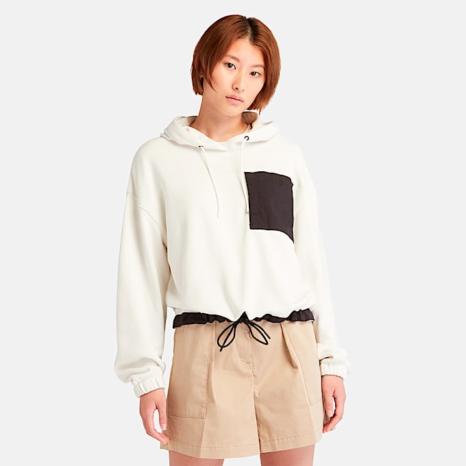 Hoodie MixedMedia para mujer TBL Blanco vintage ALT1