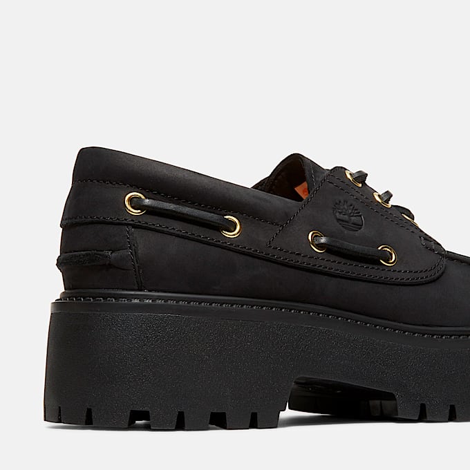 Womens Stone Street Platform Boat Shoe TBL Black ALT7