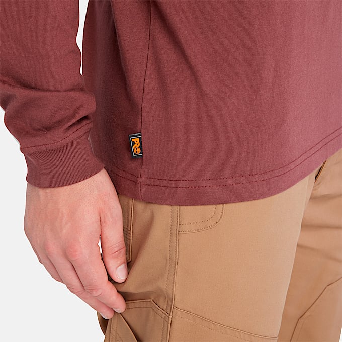 Mens Timberland PRO Core Logo LongSleeve TShirt TBL Maroon ALT3